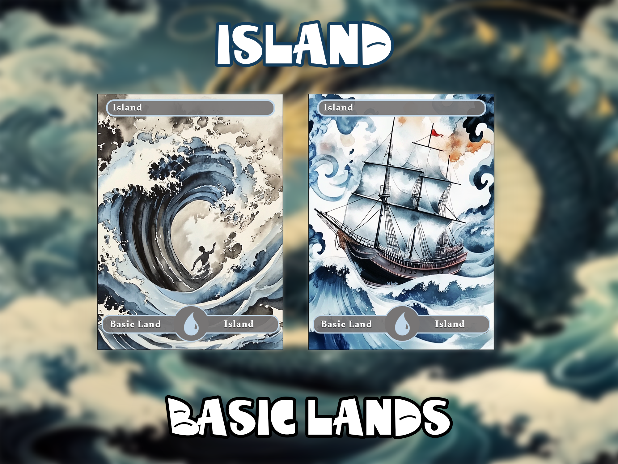10 Basic Lands Proxy, Island Proxy, Custom Magic Cards for Commander EDH.ink style