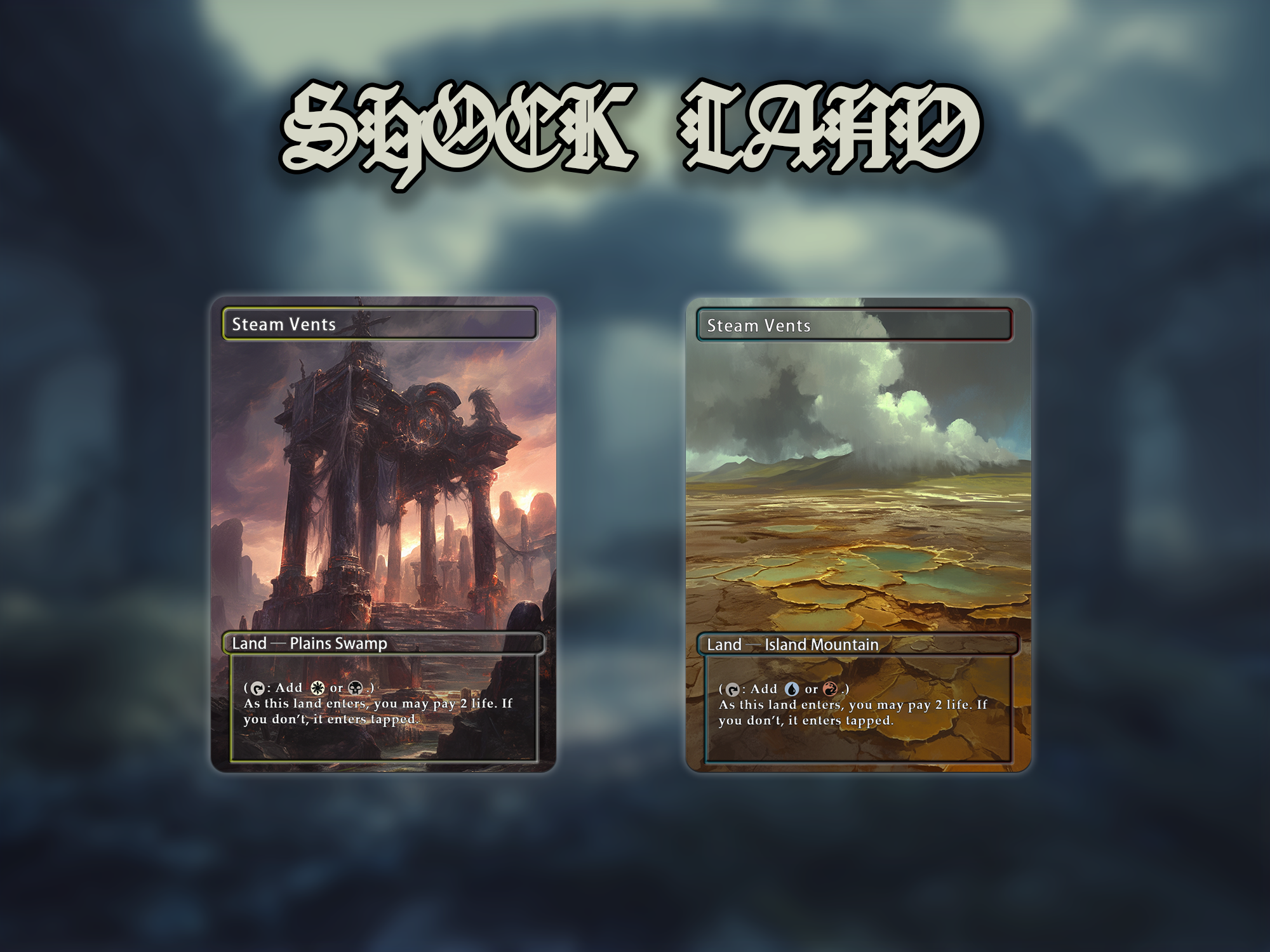 Shock land pack (10+ cards) Anime watercolour lands set of 10+ unique borderless custom proxy lands High quality lands for EDH or cEDH
