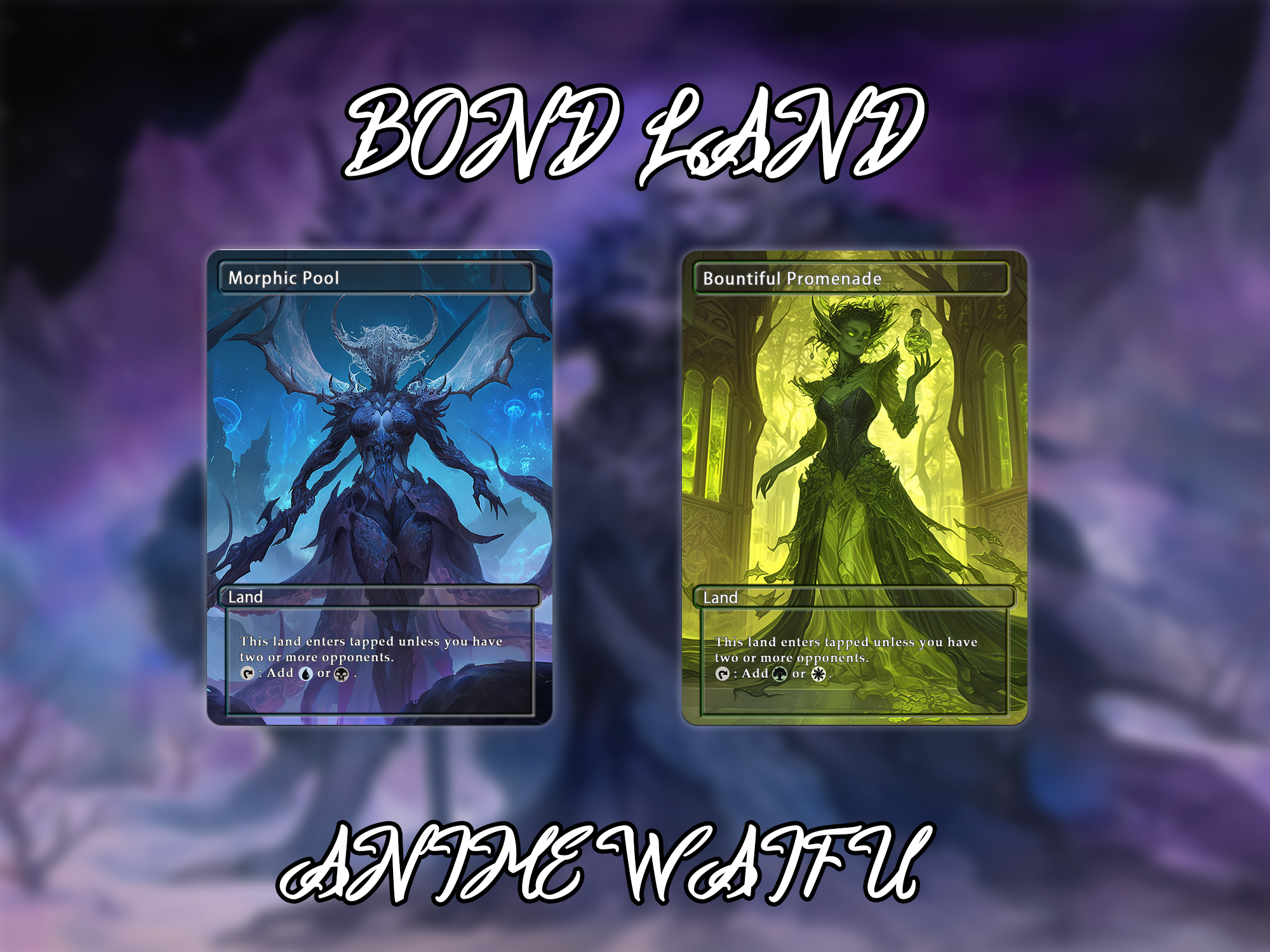 Bond land pack (10 cards) Anime waifu lands set of 10 unique borderless custom proxy lands High quality lands for EDH or cEDH