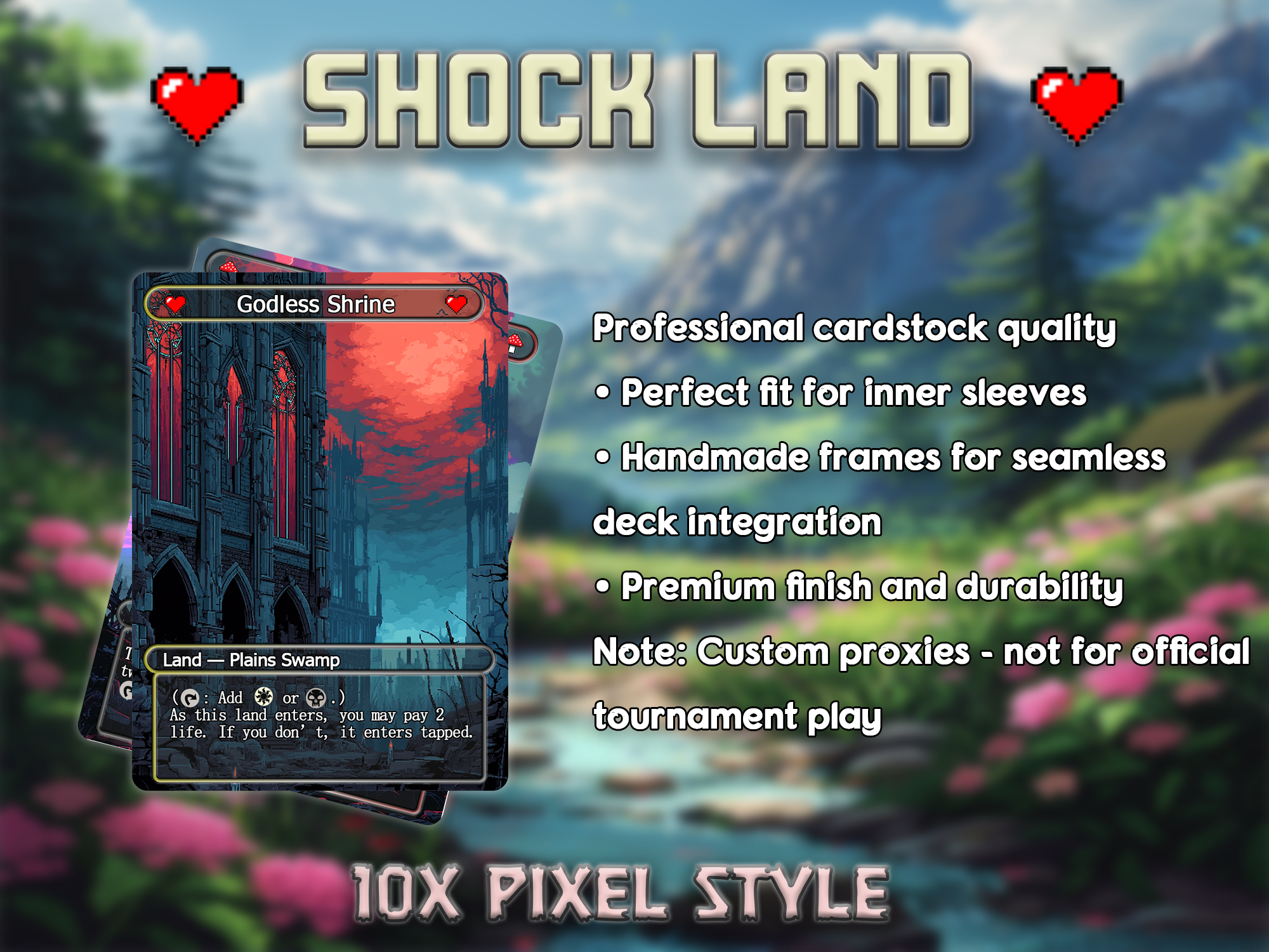 Shock land pack pixel style lands set of 10 unique borderless custom proxy lands High quality lands for EDH or cEDH