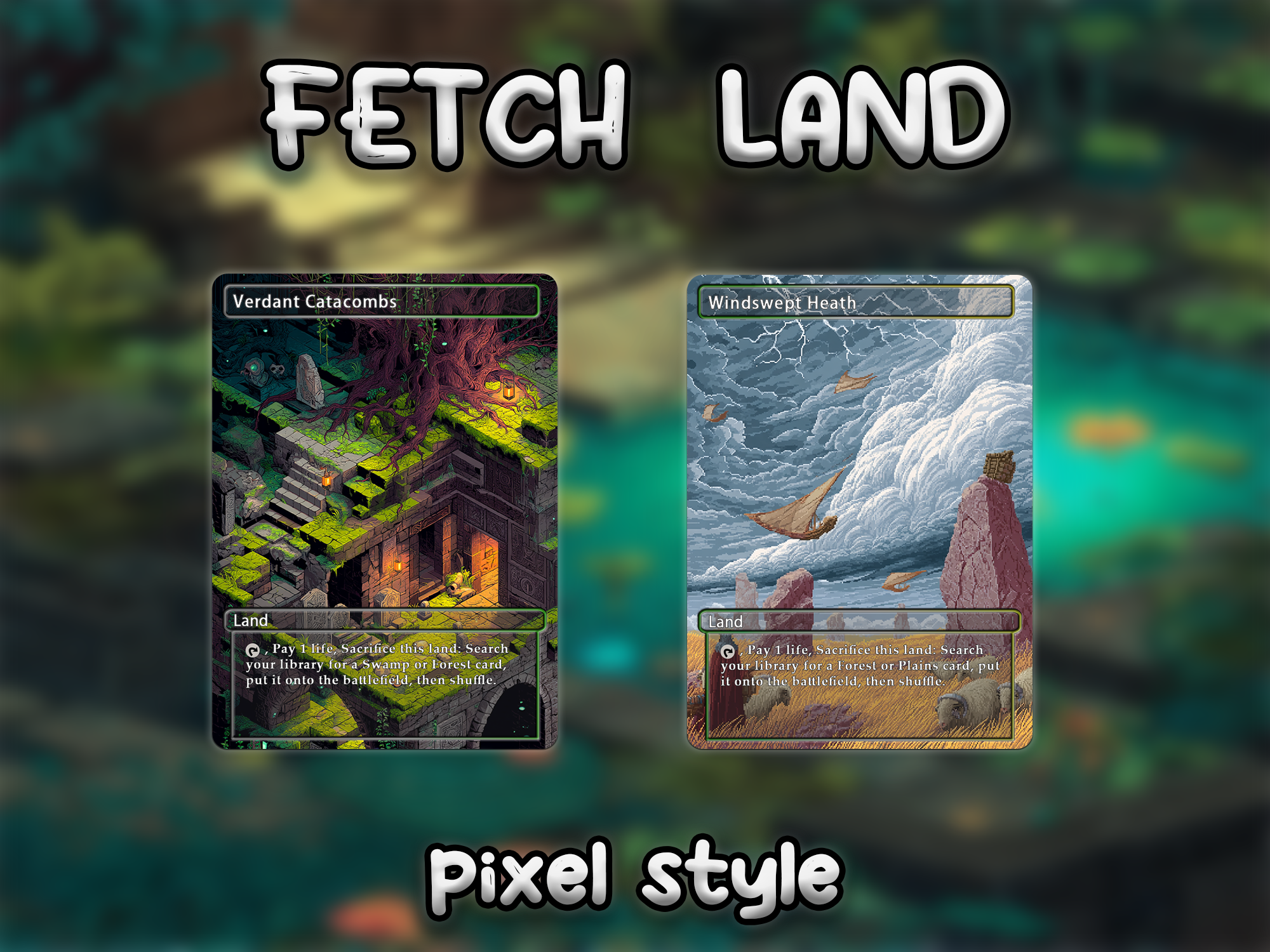 Fetch land pack pixel style lands set of 10 unique borderless custom proxy lands High quality lands for EDH or cEDH