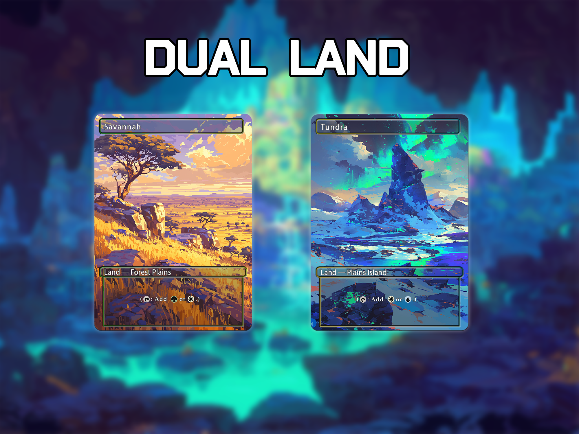 Dual land pack watercolor style lands set of 10 unique borderless custom proxy lands High quality lands for EDH or cEDH