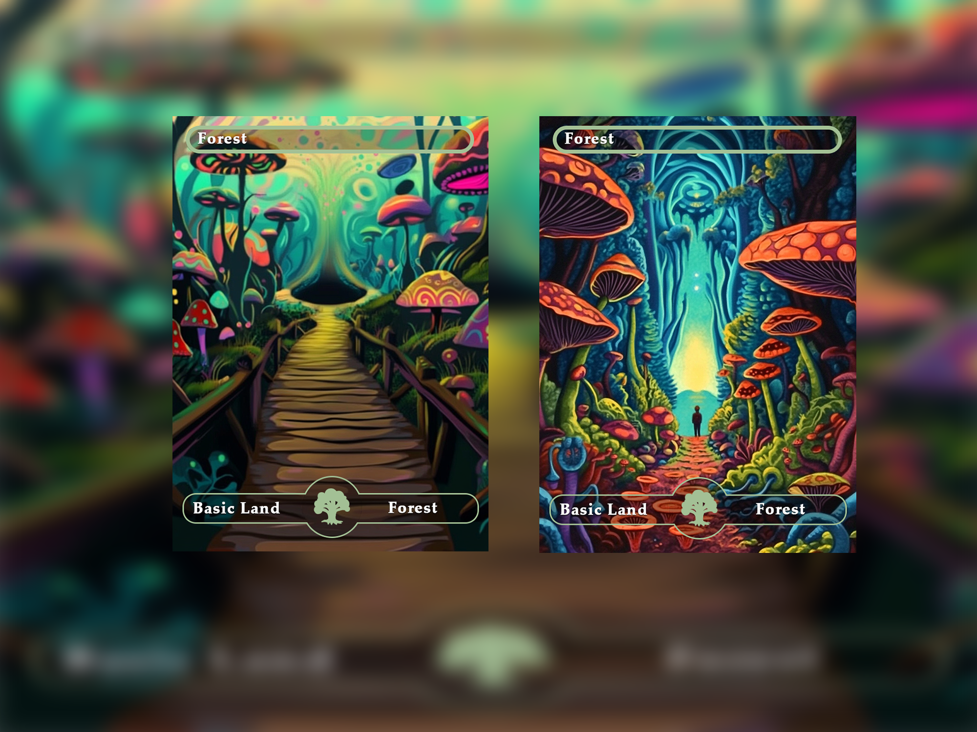 10 forest oil painting style proxy cards for EDH. Enhance your Commander Deck