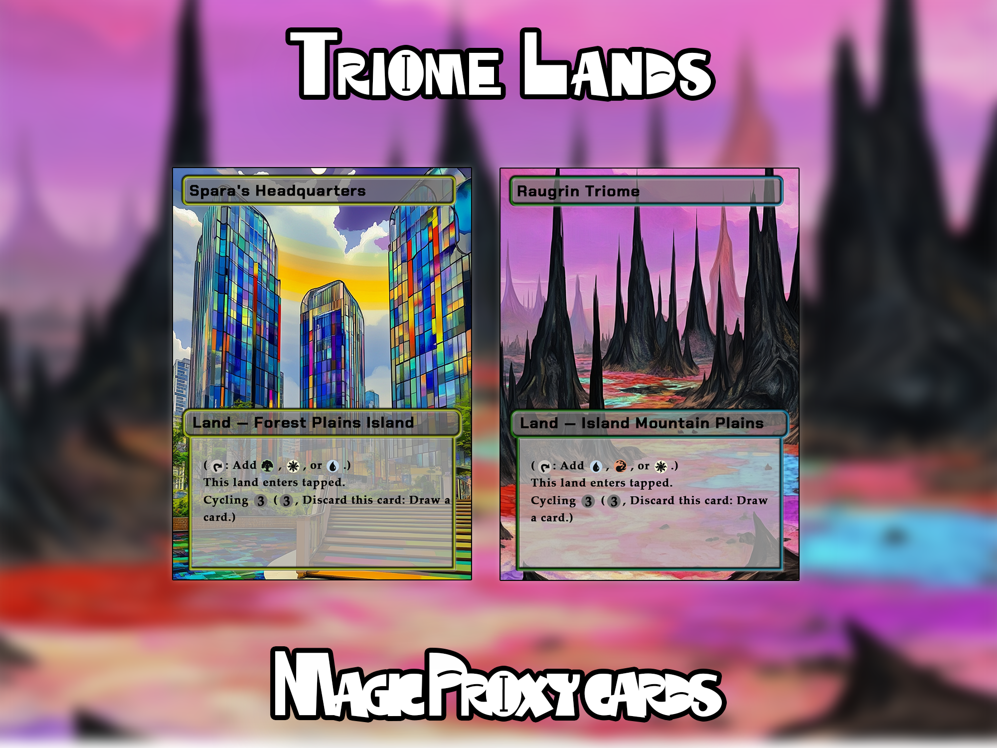 Triome Lands Bundle (10 cards), Proxy Triome Land Set, Stained Glass Style Custom Proxy Lands for EDH or cEDH