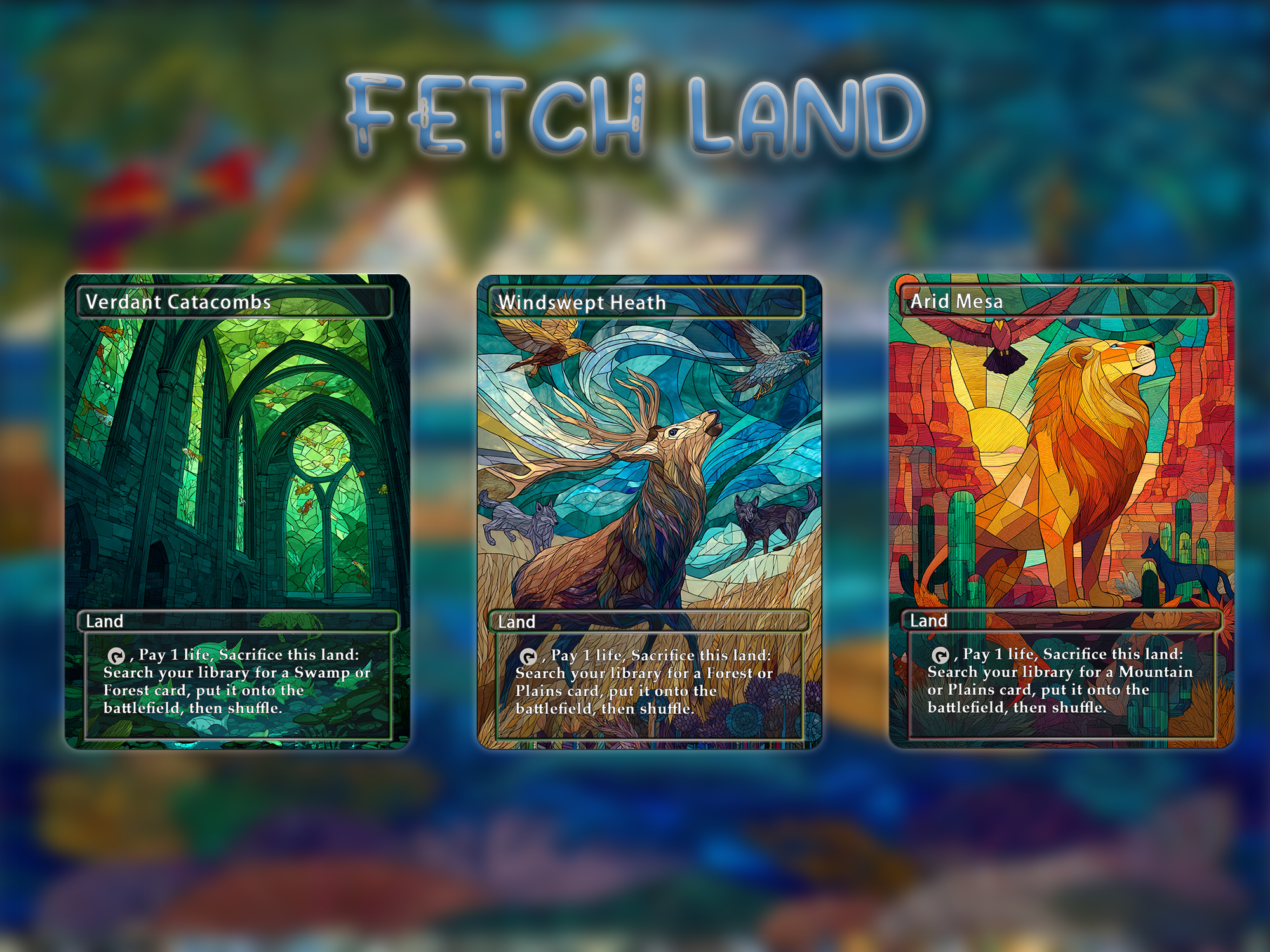 Fetch land pack (10+ cards) pixel style set of 10+ unique borderless custom proxy lands High quality lands for EDH or cEDH
