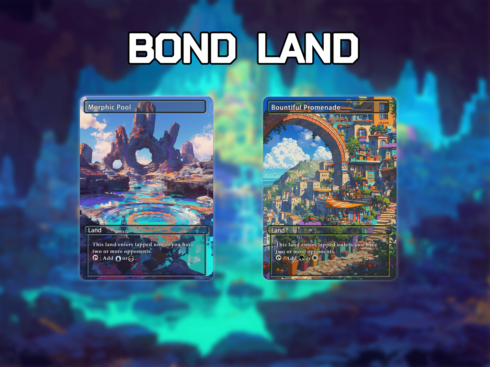 Bond land pack watercolor style lands set of 10 unique borderless custom proxy lands High quality lands for EDH or cEDH