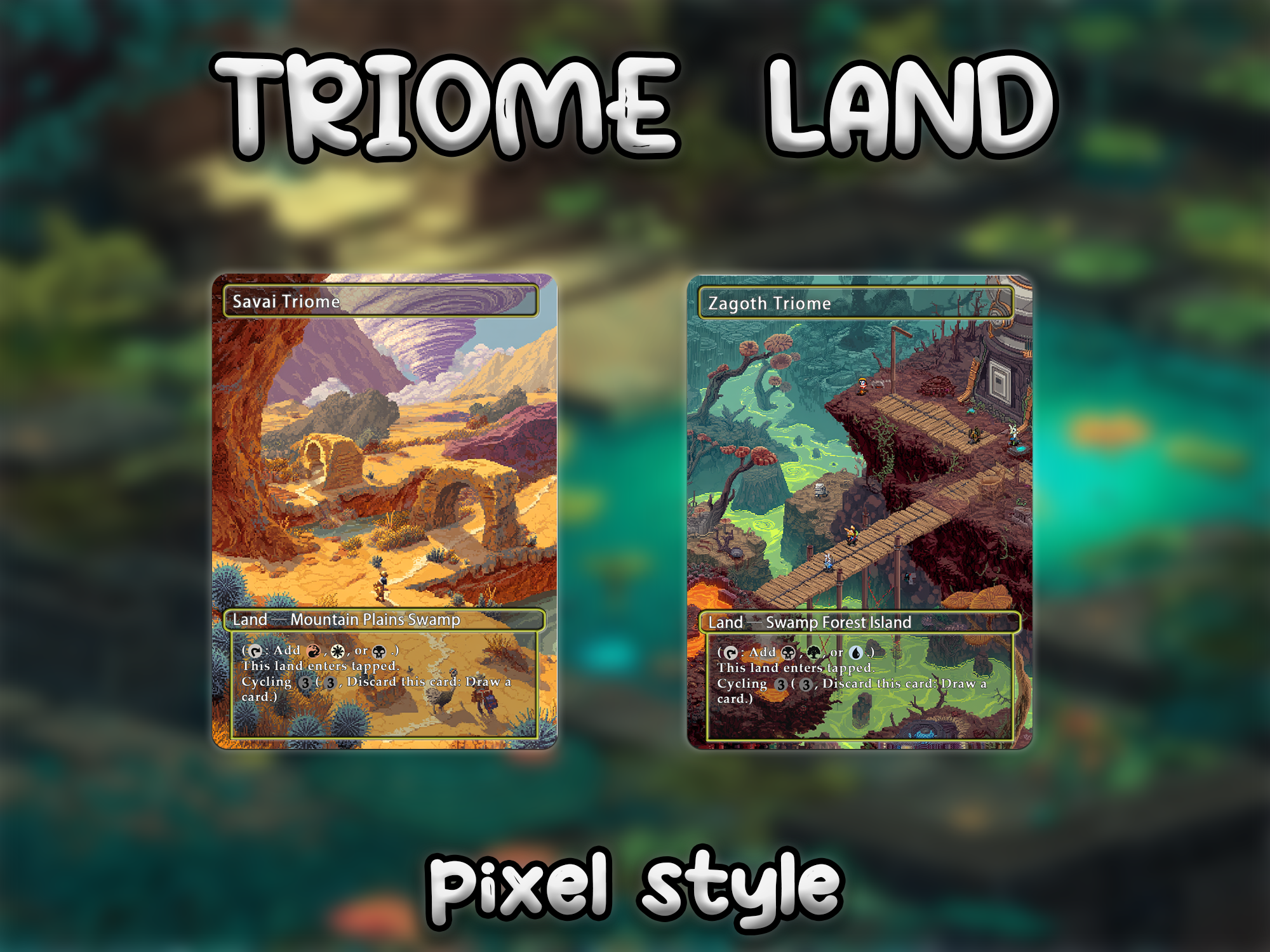 Triome land pack pixel style lands set of 10 unique borderless custom proxy lands High quality lands for EDH or cEDH
