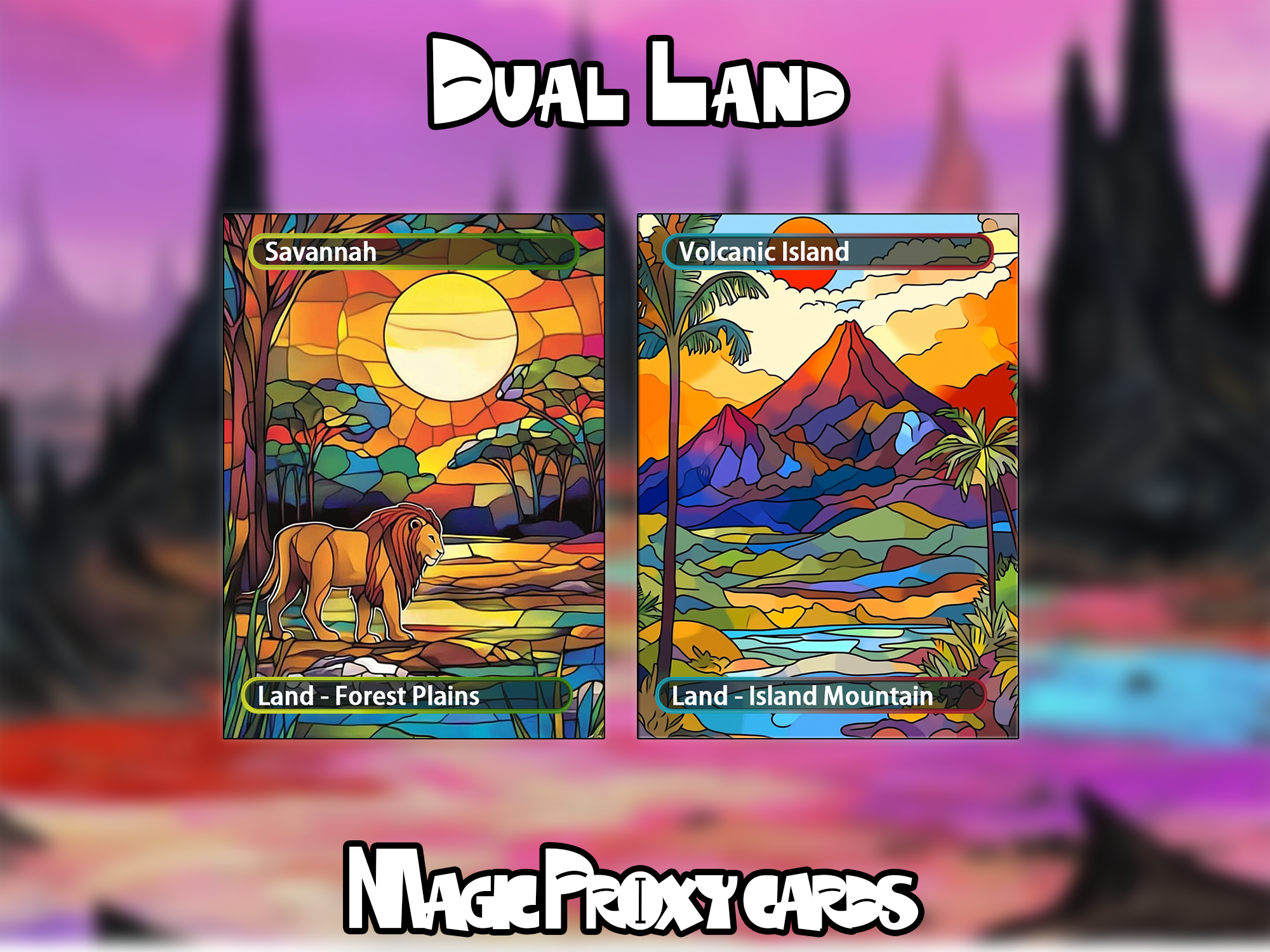 Dual Land Bundle (10+ cards), Dual Land Proxy Set, Stained Glass Style Custom Proxy Lands for EDH or cEDH