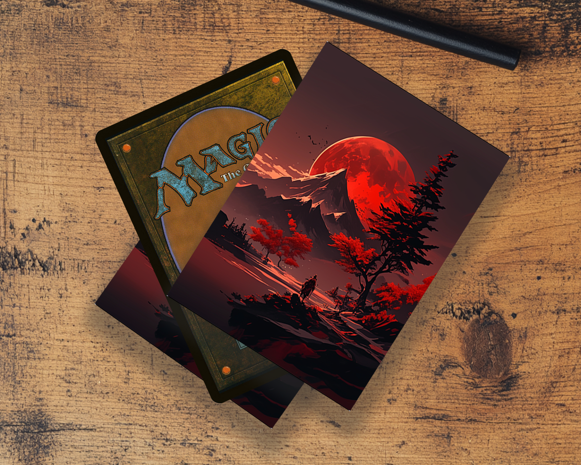 Rising Blood Moon Card Sleeves