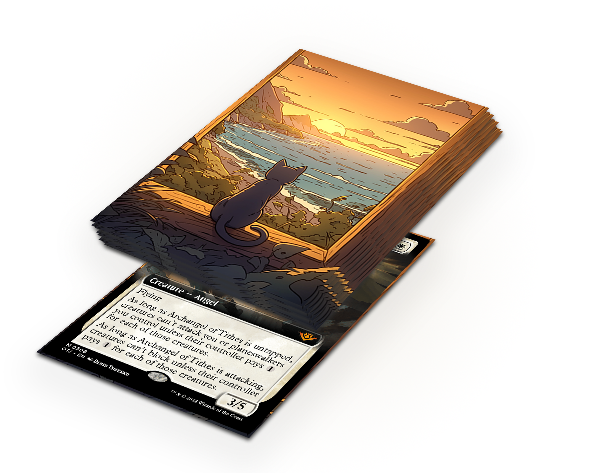 Black Cat By The Sea Card Sleeves