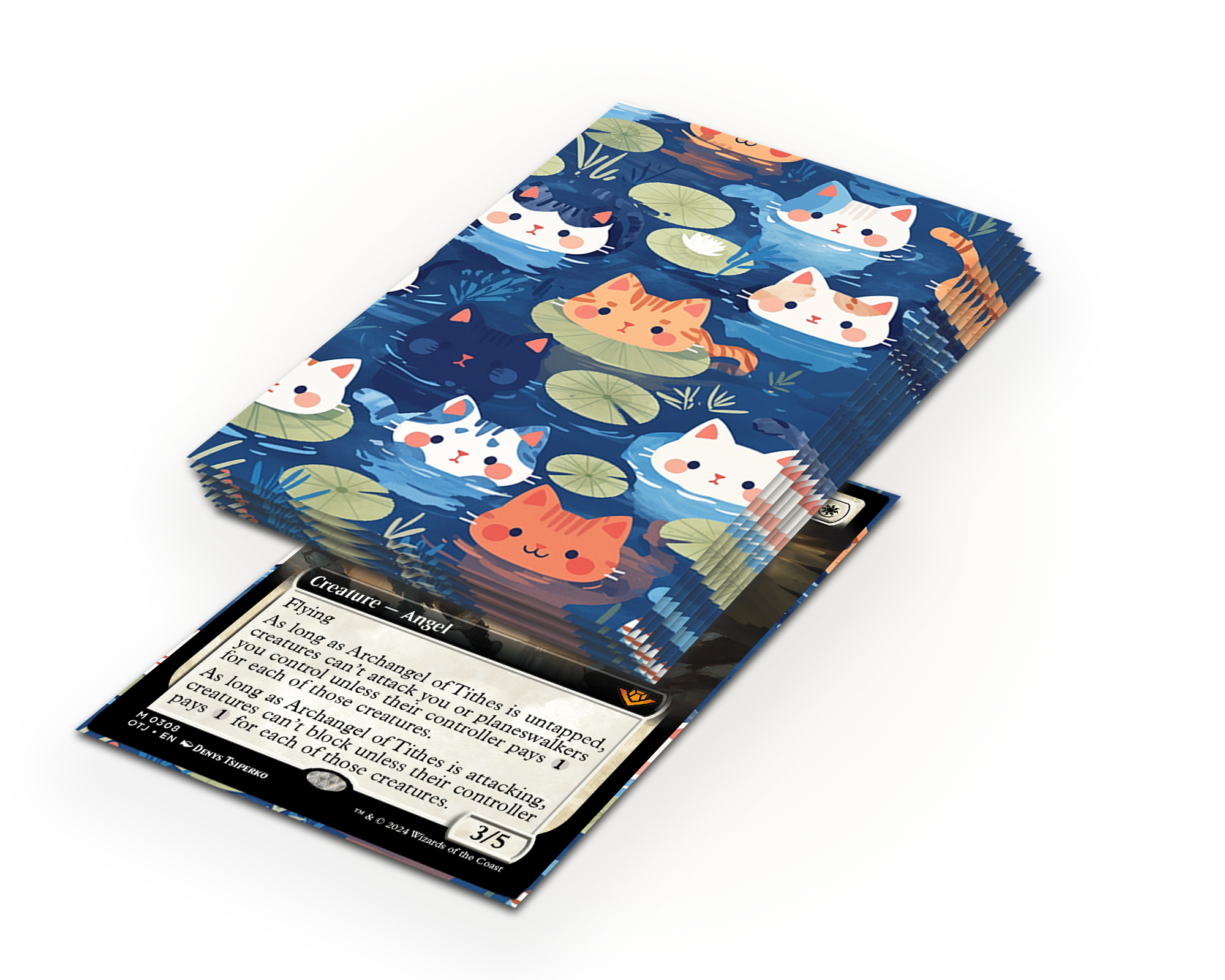 Cute Cats in Lotus Pool Card Sleeves