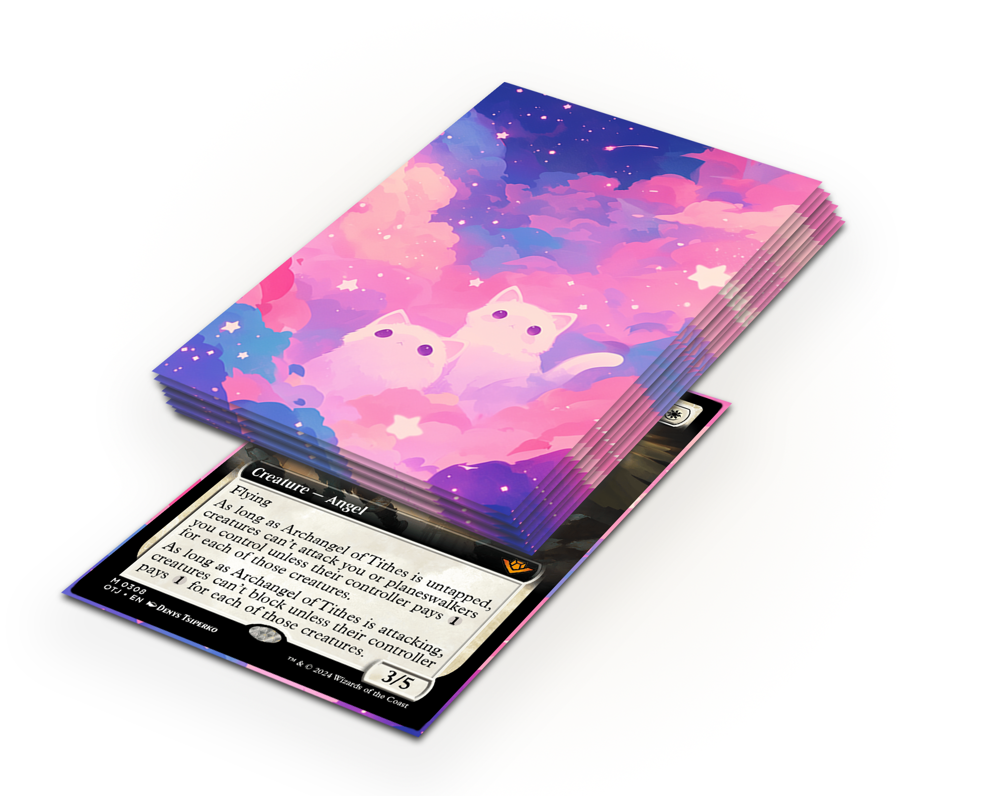 Fluffy Cats in Galaxy Clouds Card Sleeves