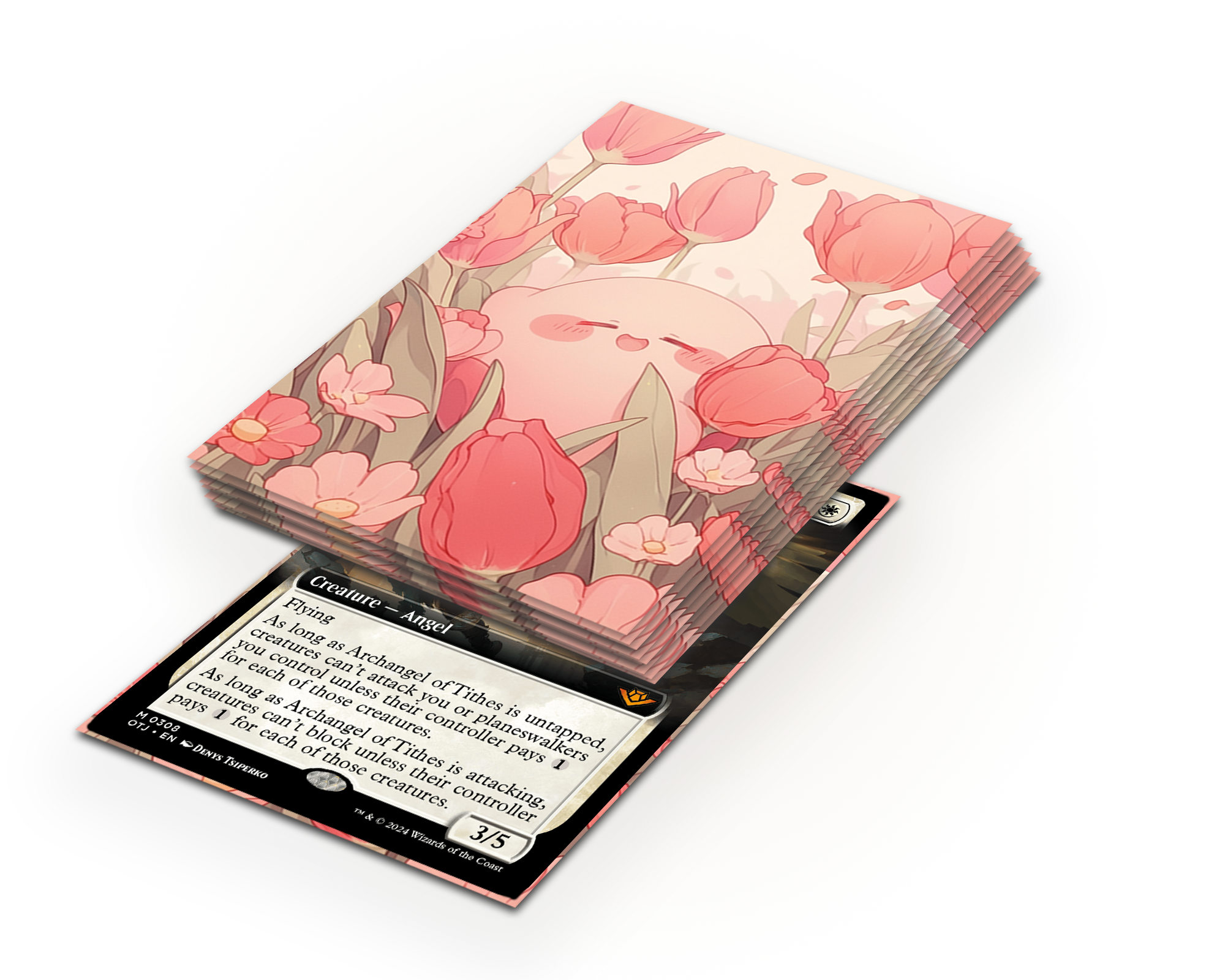 Party Kirby In Purple Flower Field Card Sleeves