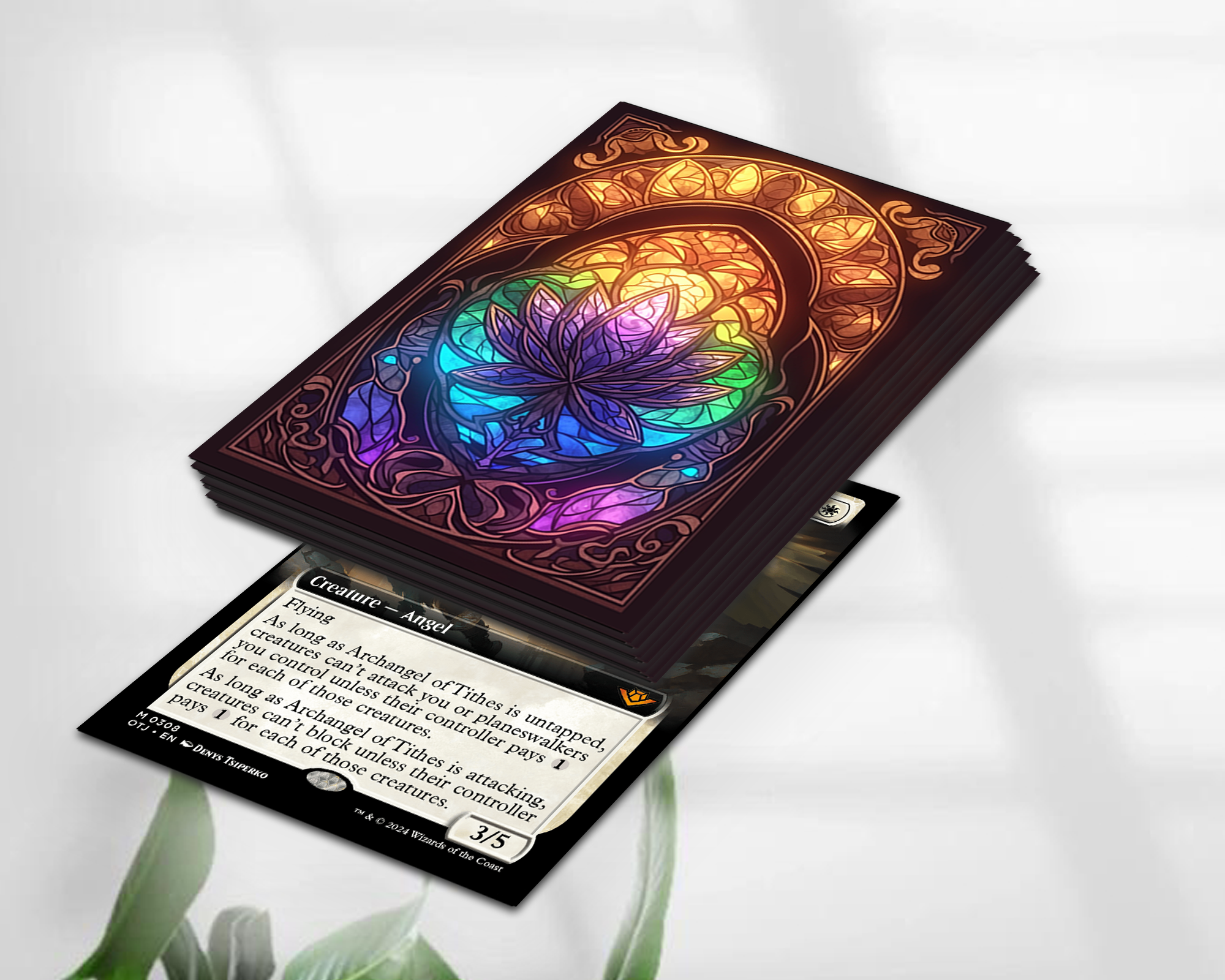 Stained Glass Dark Lotus  Card Sleeves