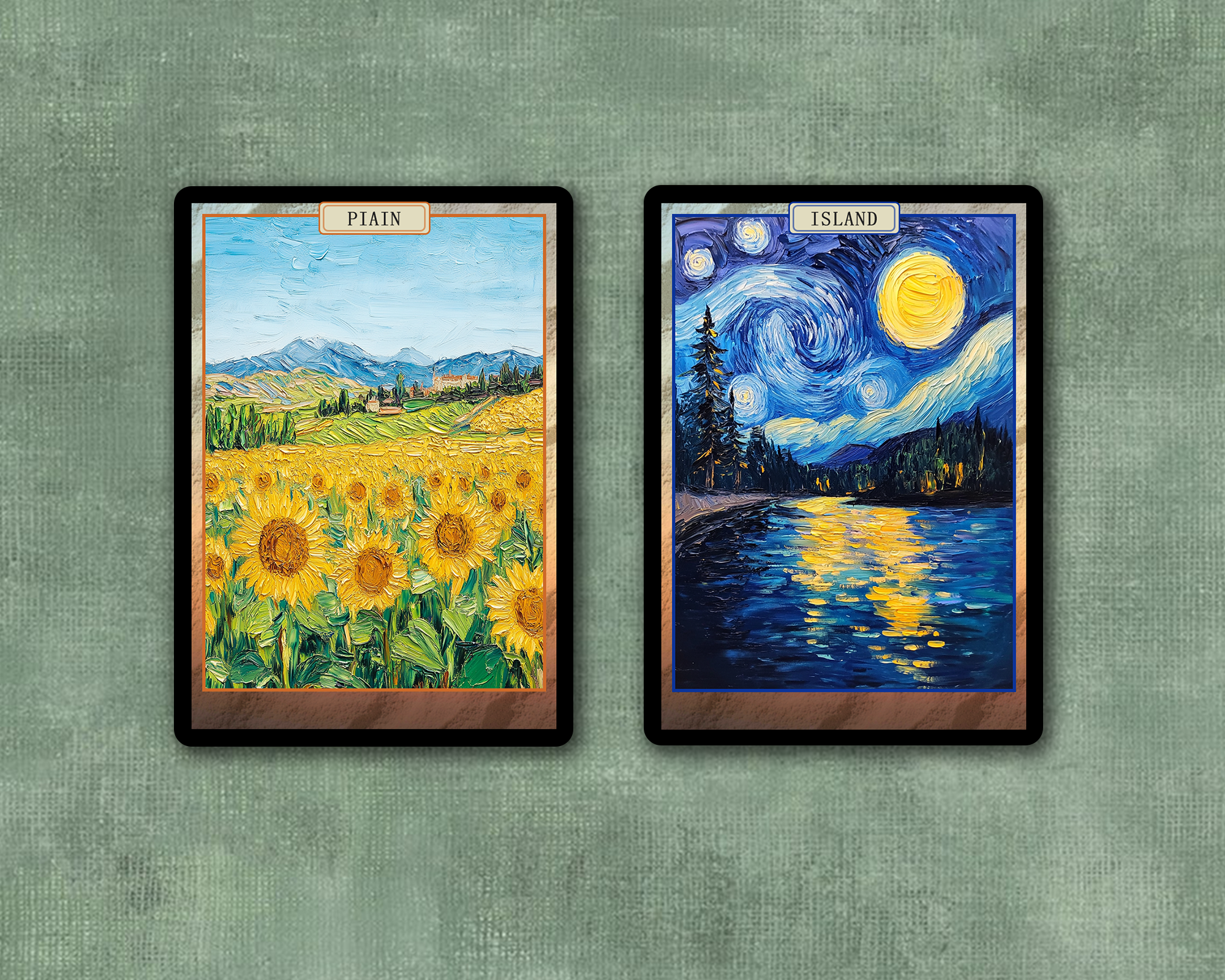 MTG Basic Lands Van Gogh Style: MTG Custom Cards Full Art,TCG Collectible Magic Card Gift