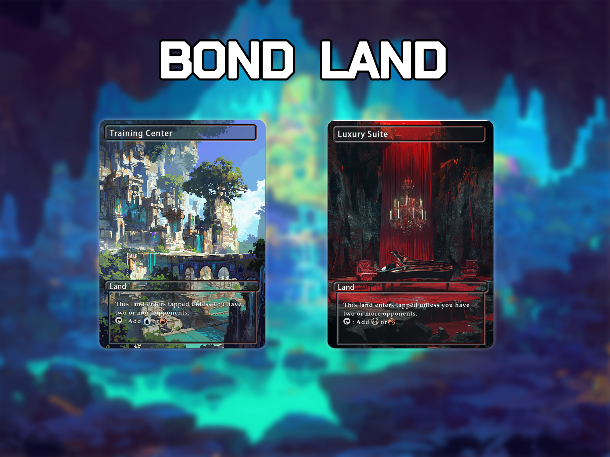 Bond land pack watercolor style lands set of 10 unique borderless custom proxy lands High quality lands for EDH or cEDH