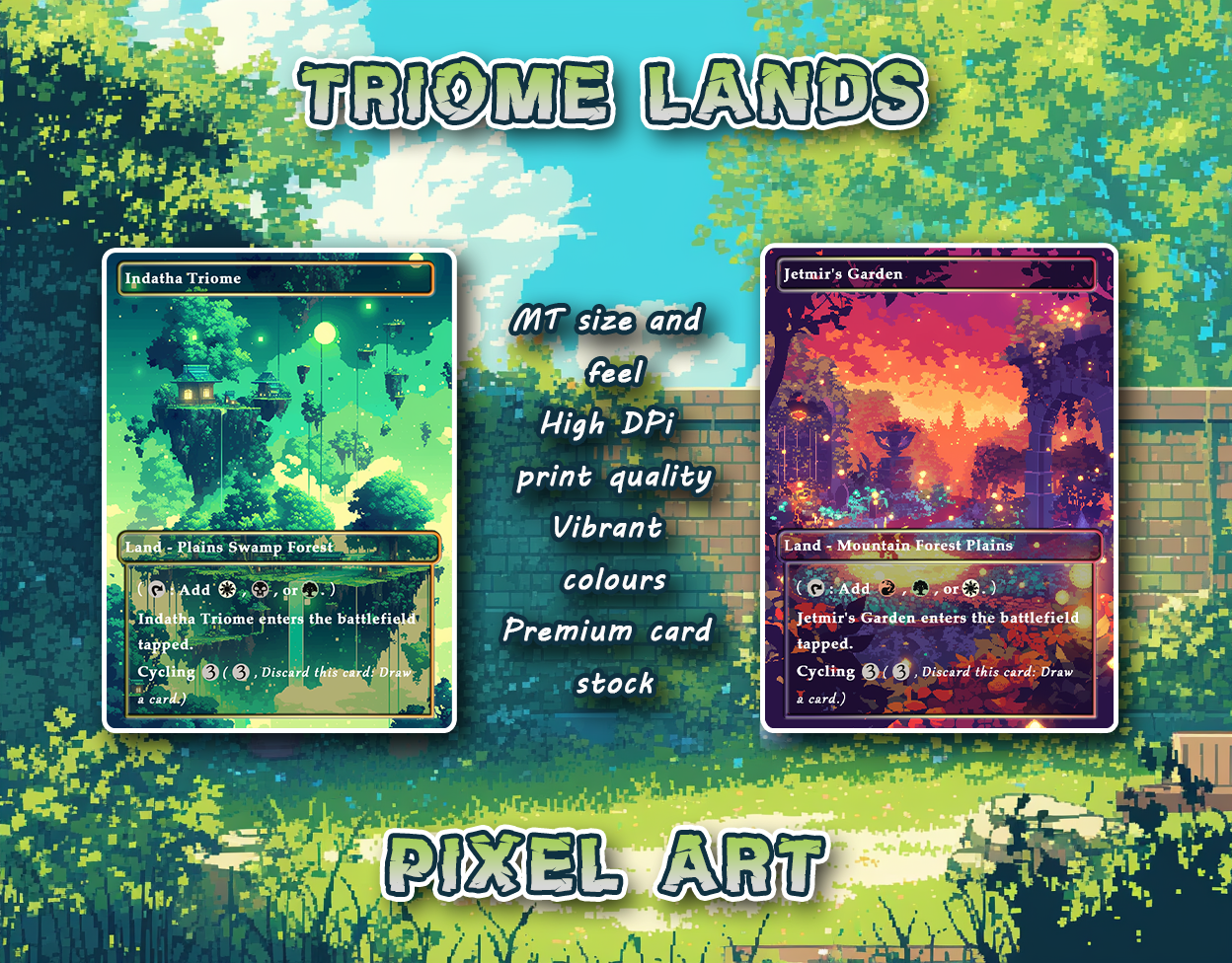 10 Pixel Art Triome Lands, Proxy Lands Custom Magic Cards