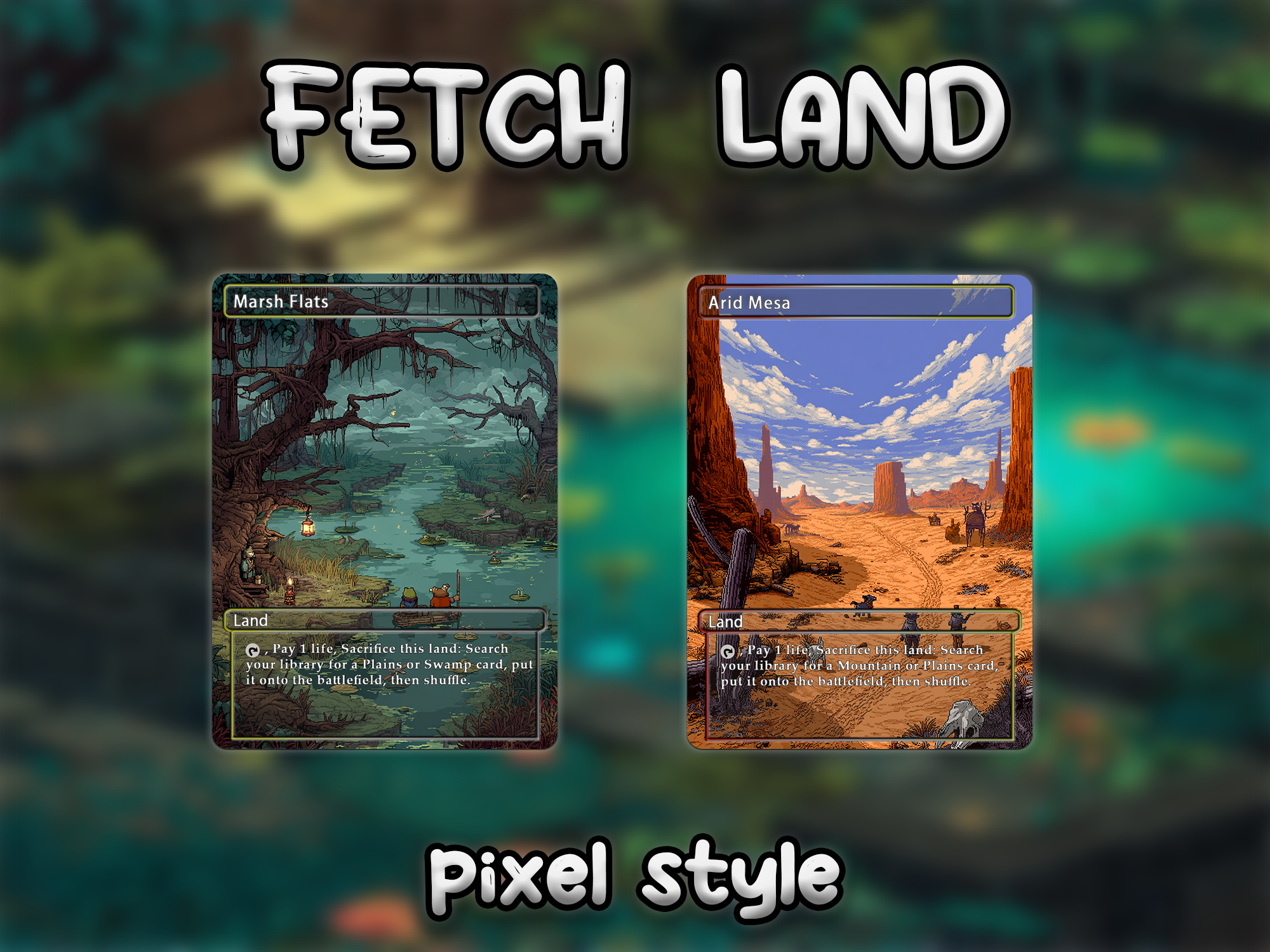 Fetch land pack pixel style lands set of 10 unique borderless custom proxy lands High quality lands for EDH or cEDH