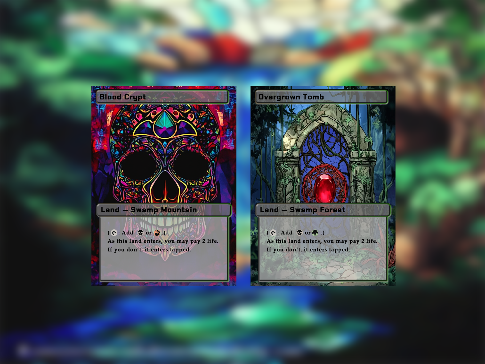 Shock Lands Bundle (10 cards), Proxy shock Land Set, Stained Glass Style Custom Proxy Lands for EDH or cEDH