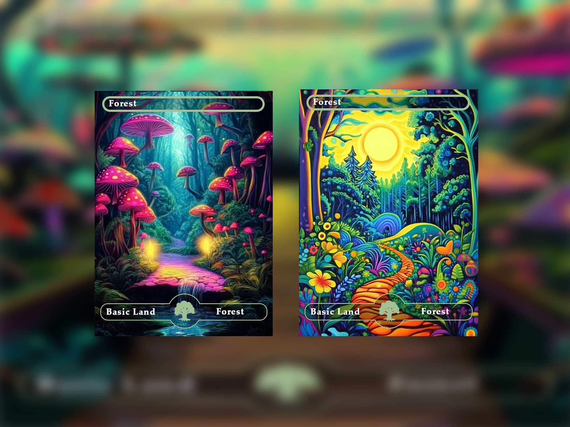 10 Basic Lands Proxy, Forest Proxy, Custom Magic Cards for Commander EDH Acid Lands series style
