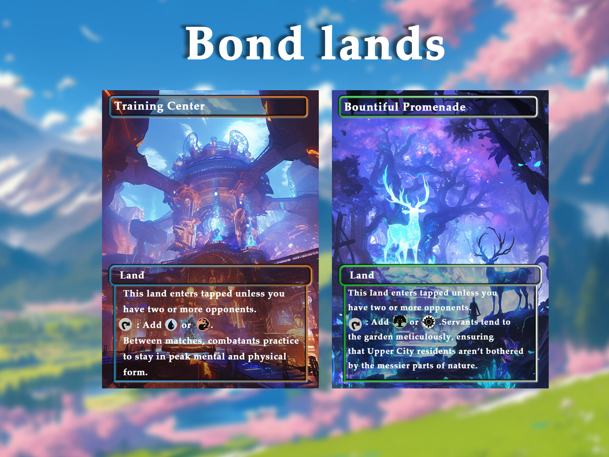 10 Bond land Anime Style, Proxy Lands Custom Magic Cards for Commander EDH/cEDH, Anime husband Proxy Cards