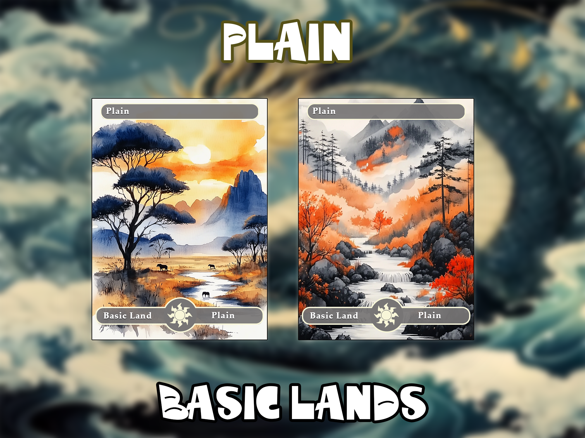 10 Basic Lands Proxy, Plain Proxy, Custom Magic Cards for Commander EDH,ink style