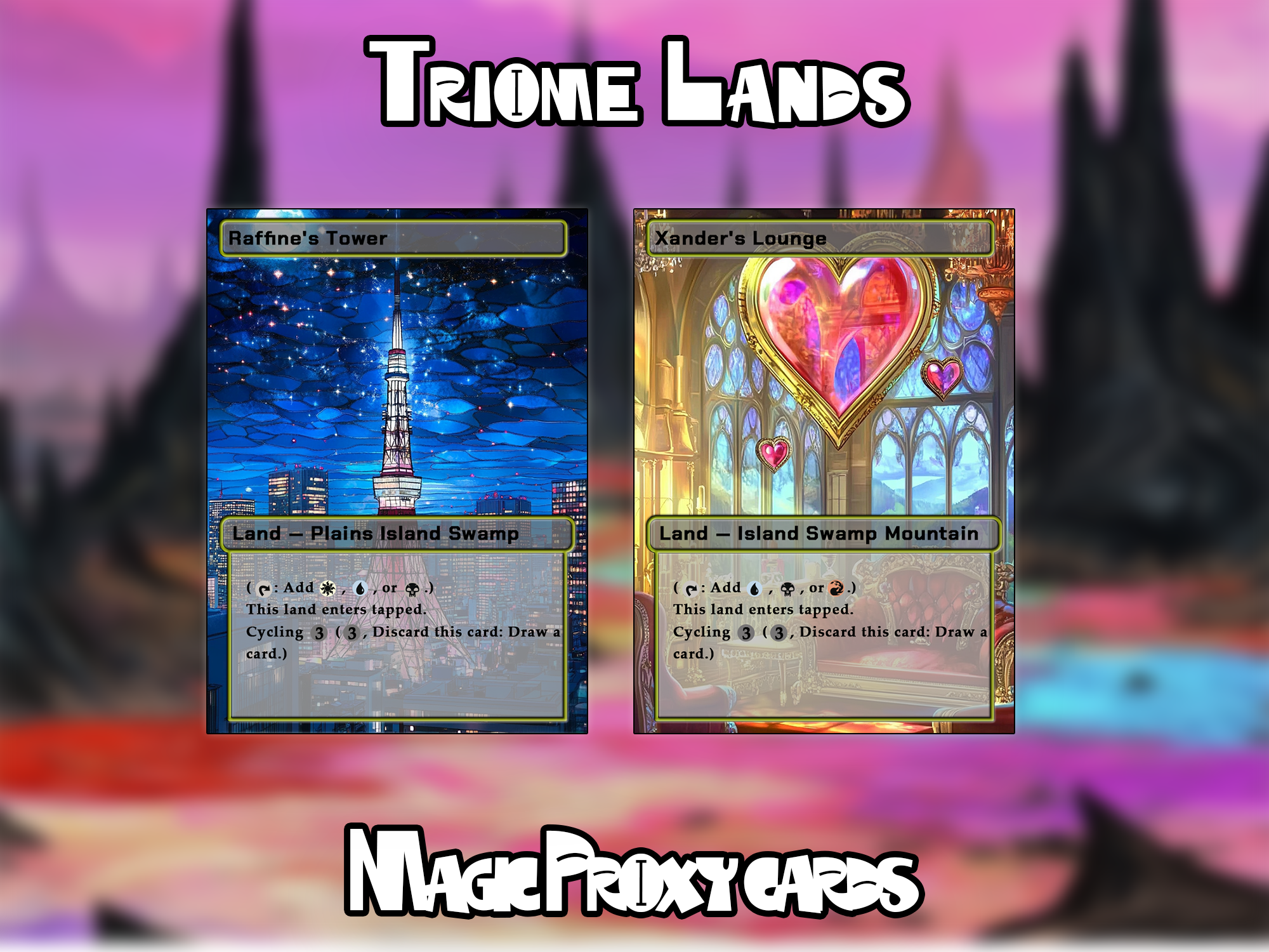 Triome Lands Bundle (10 cards), Proxy Triome Land Set, Stained Glass Style Custom Proxy Lands for EDH or cEDH