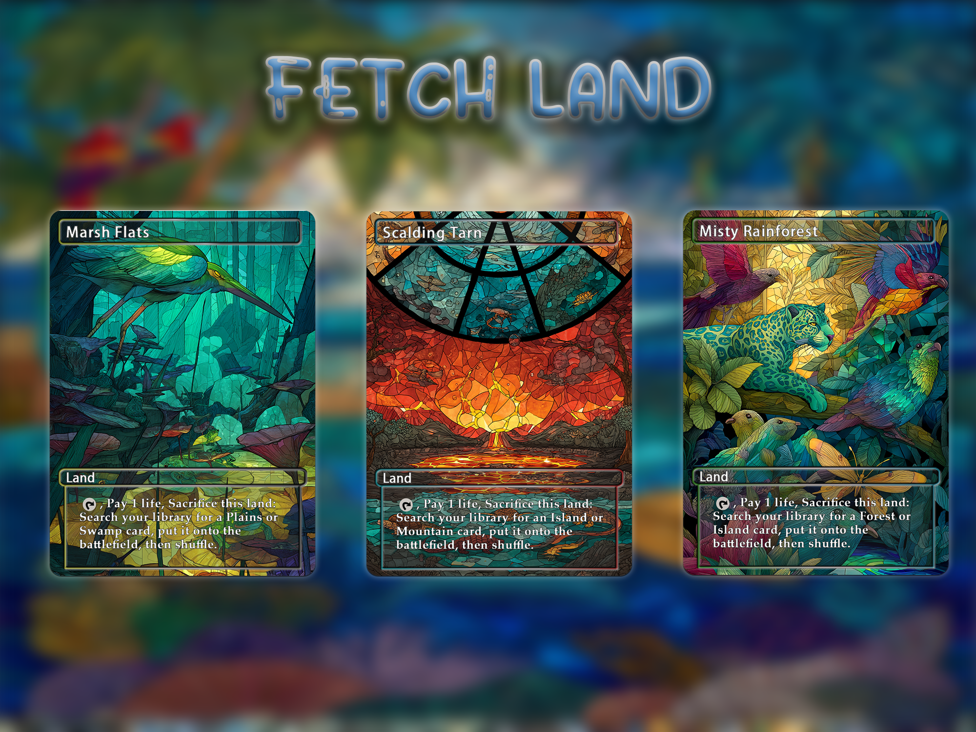 Fetch land pack (10+ cards) pixel style set of 10+ unique borderless custom proxy lands High quality lands for EDH or cEDH