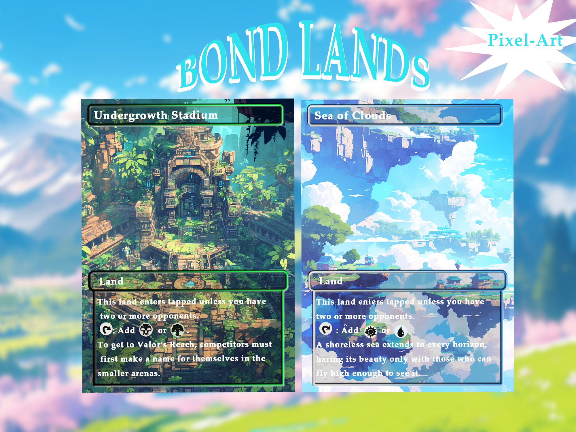 Bond land pack (10+ cards) Pixel-Art lands set of 10+ unique borderless custom proxy lands High quality lands for EDH or cEDH