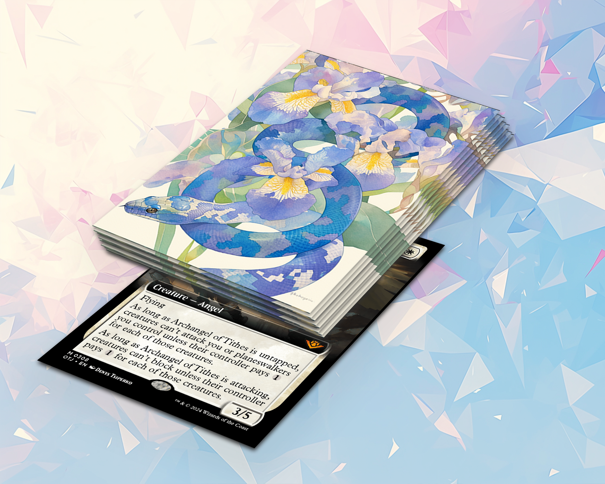 Snake in the flower Top Quality Card Sleeves