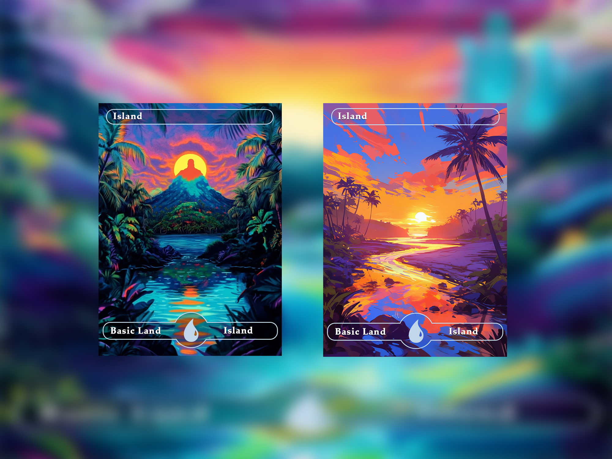 10 Basic Lands Proxy, Island Proxy, Custom Magic Cards for Commander EDH Acid Lands series style