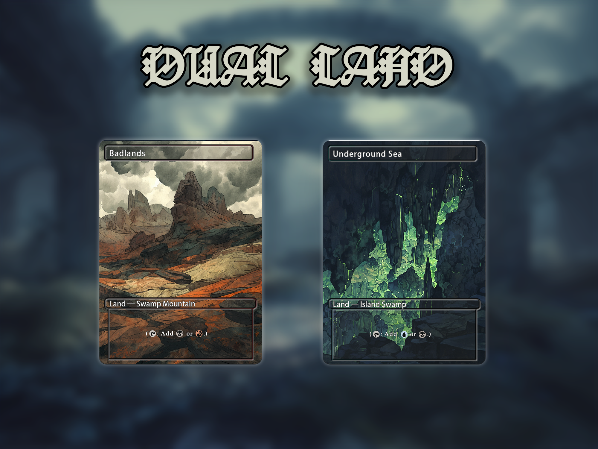 Dual land pack (10+ cards) Anime watercolour lands set of 10+ unique borderless custom proxy lands High quality lands for EDH or cEDH