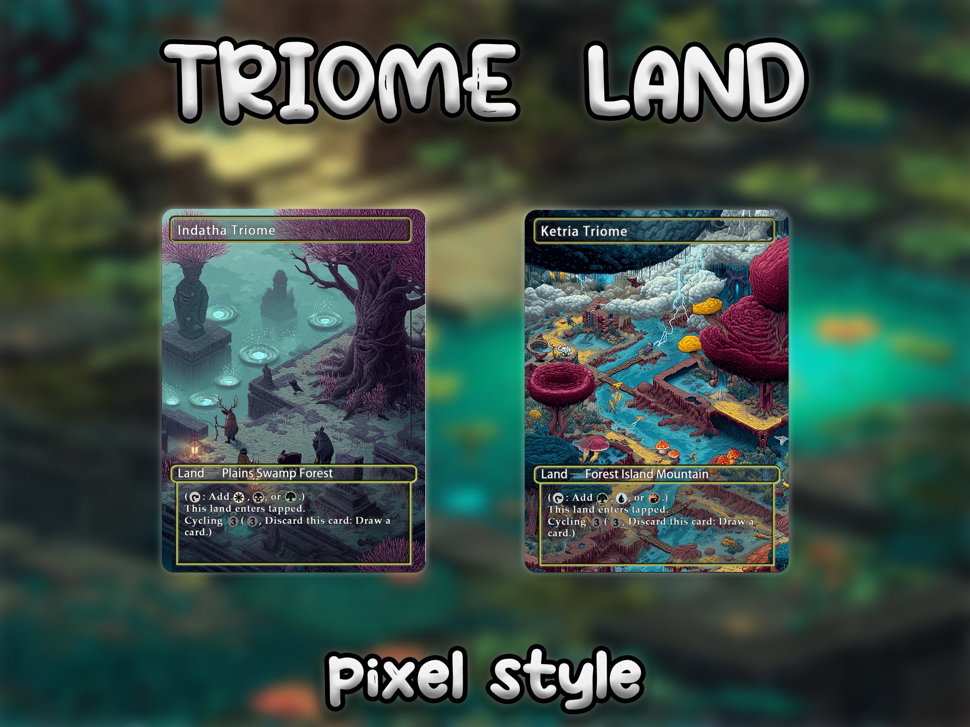 Triome land pack pixel style lands set of 10 unique borderless custom proxy lands High quality lands for EDH or cEDH