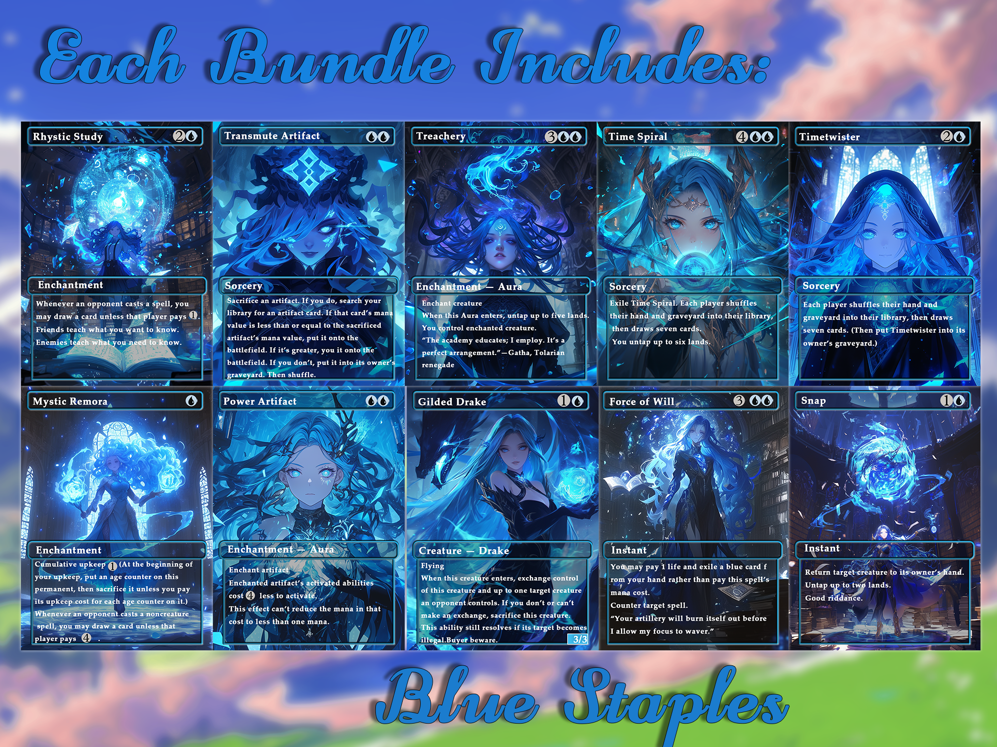 20 Blue Staples | Premium EDH Proxy cards