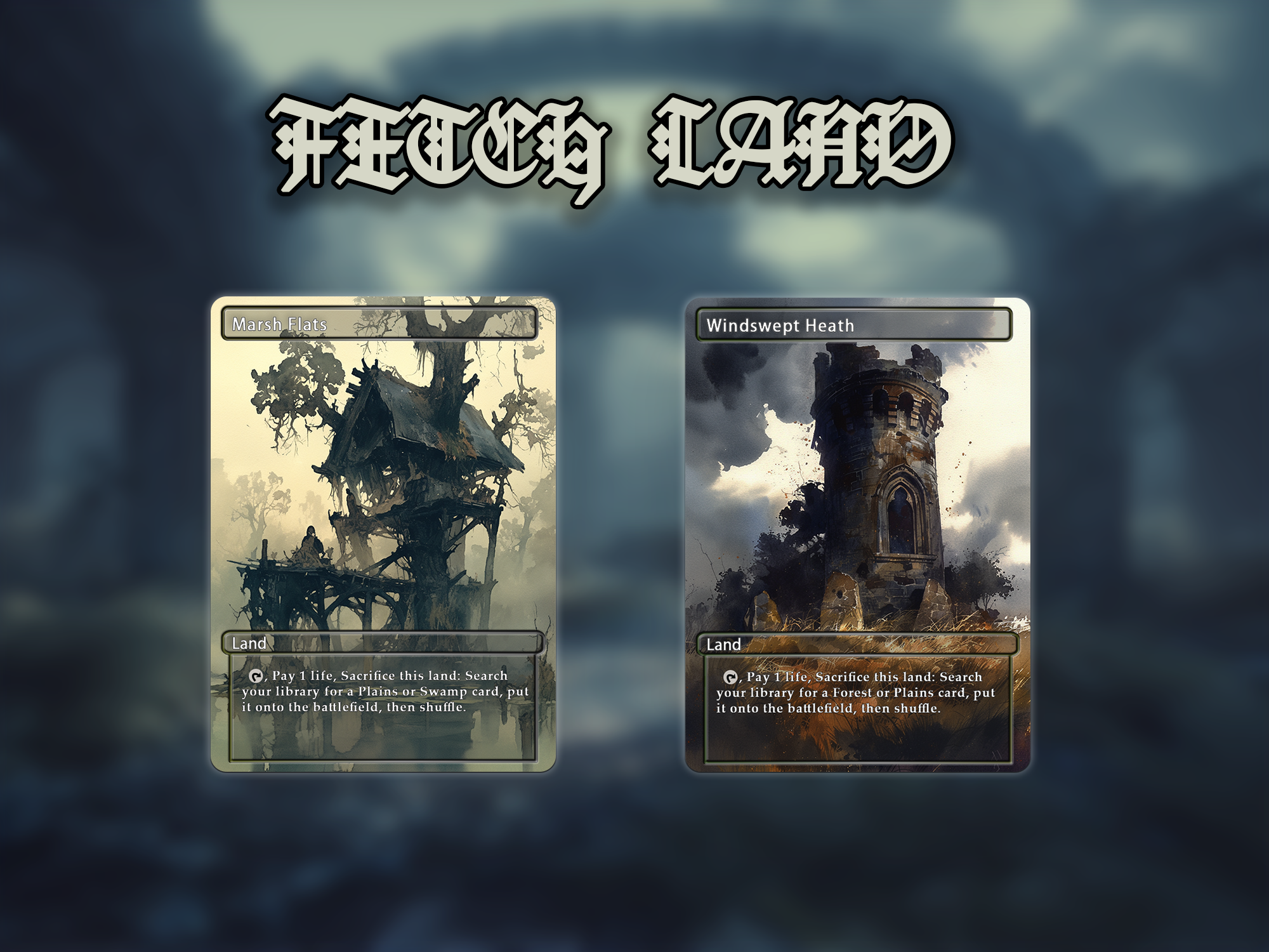 Fetch land pack (10+ cards) Anime watercolour lands set of 10+ unique borderless custom proxy lands High quality lands for EDH or cEDH