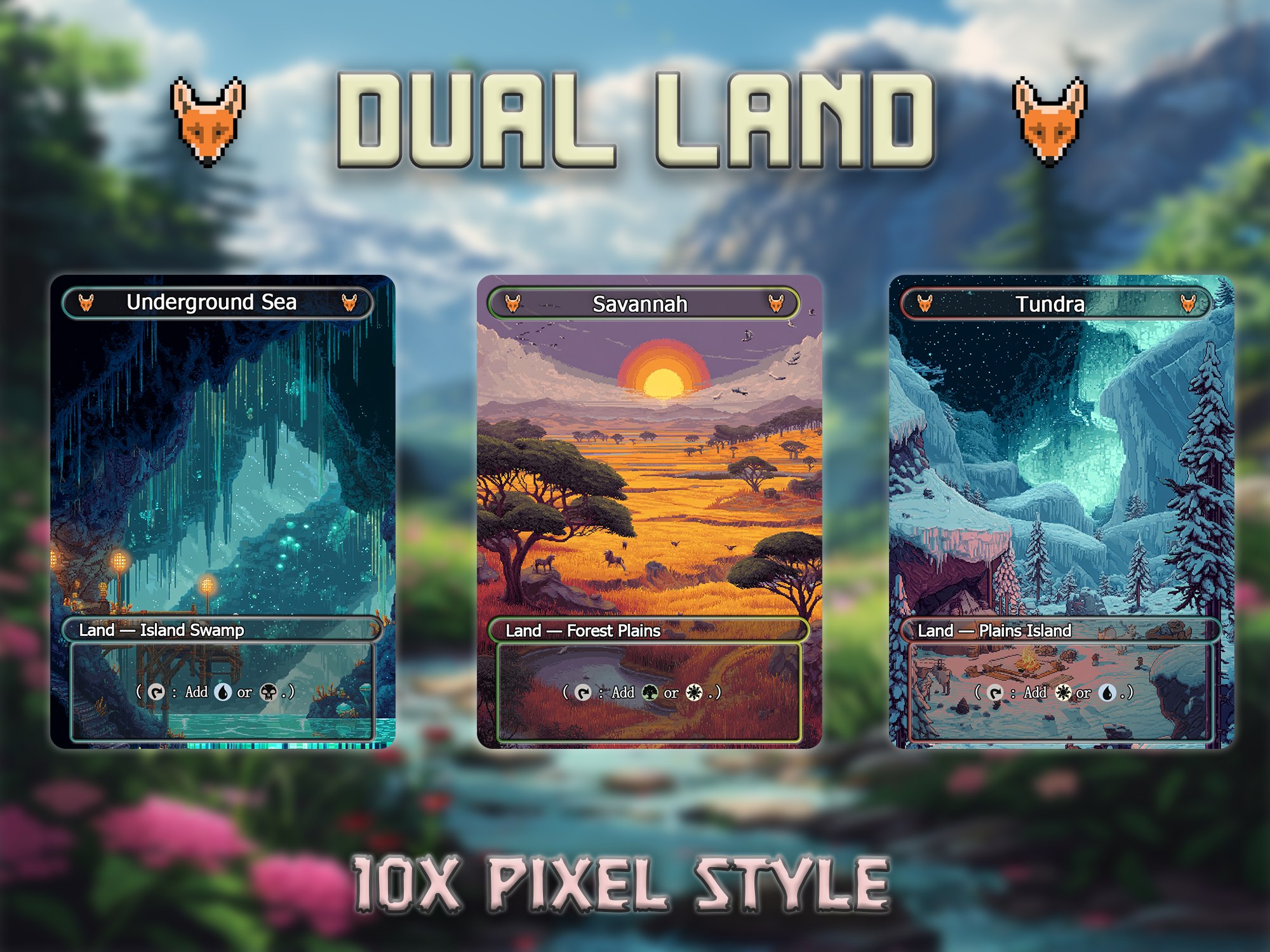 Dual land pack pixel style lands set of 10 unique borderless custom proxy lands High quality lands for EDH or cEDH