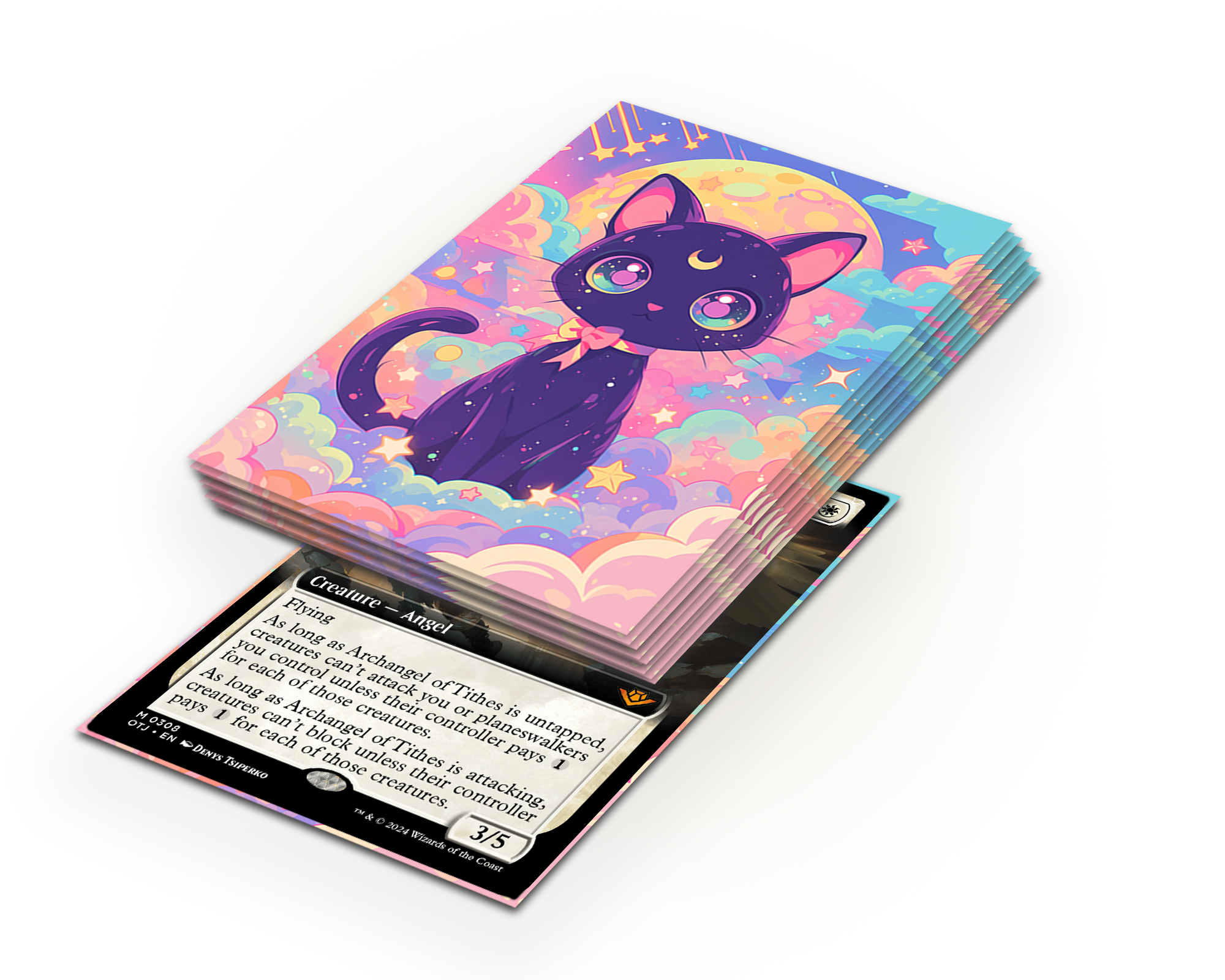 Moon Black Cat Card Sleeves