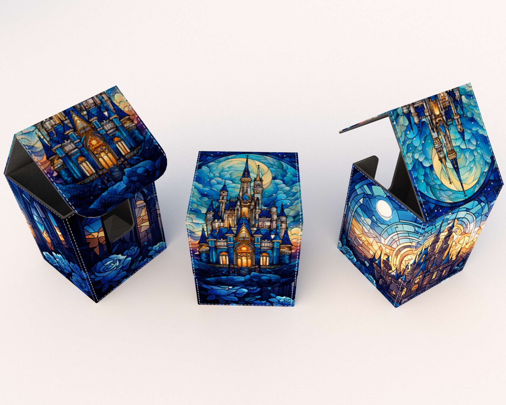 Lorcana Deck Box: Glass Castle Hold Up to 200 Cards Top Quality Card Deck Box! No Logos - RerollBase