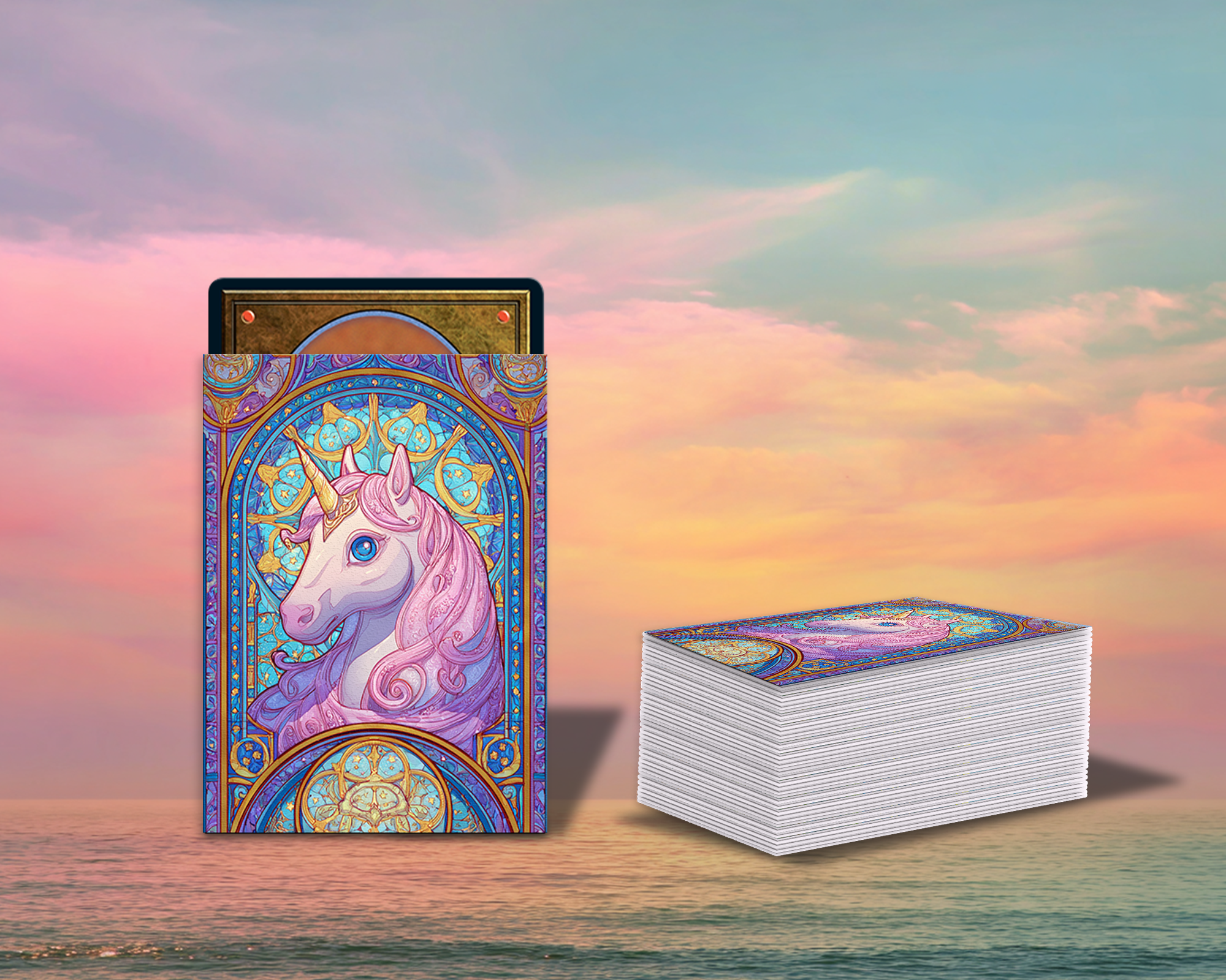 Stained Glass Unicorn Card Sleeves