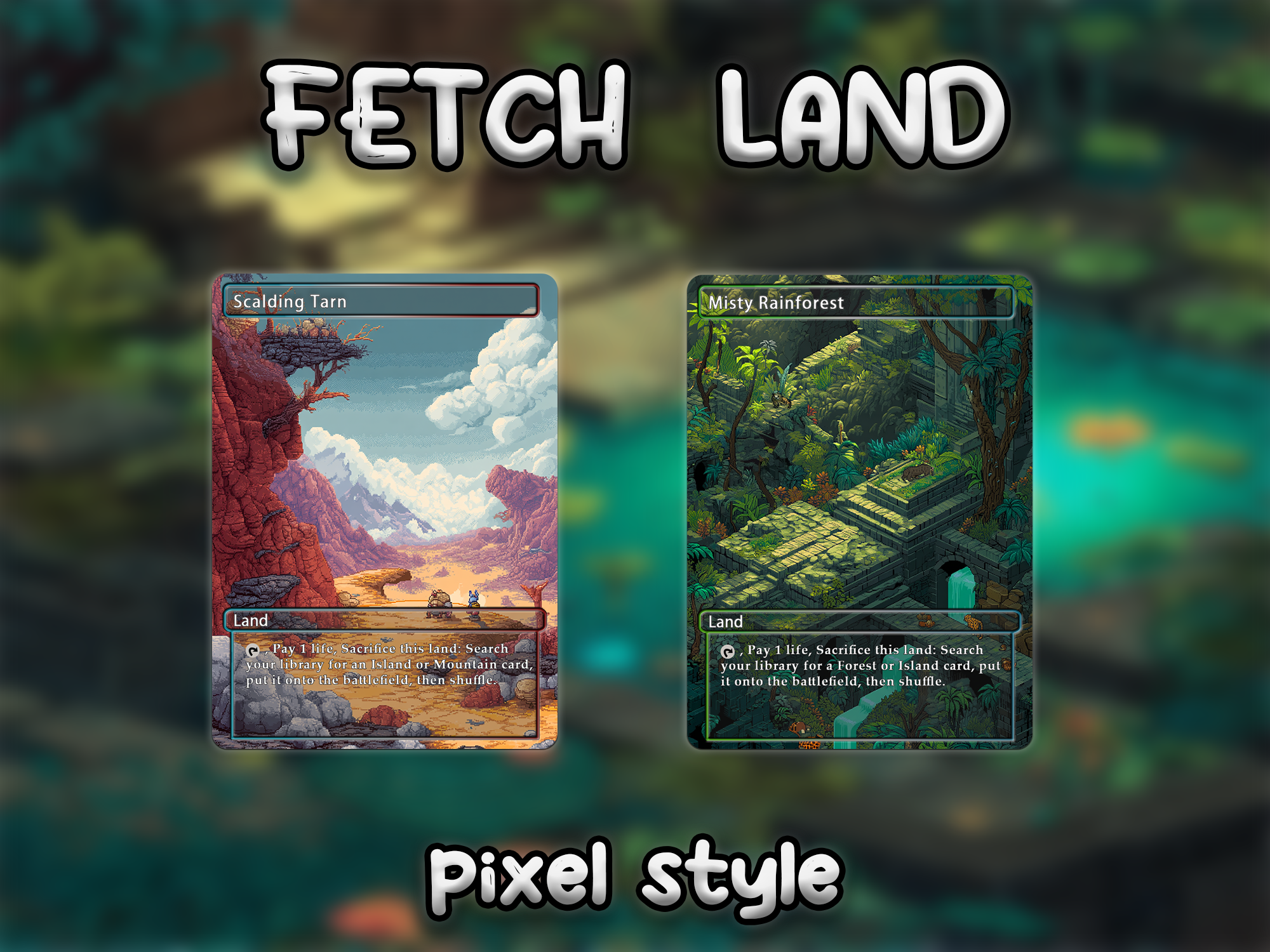 Fetch land pack pixel style lands set of 10 unique borderless custom proxy lands High quality lands for EDH or cEDH