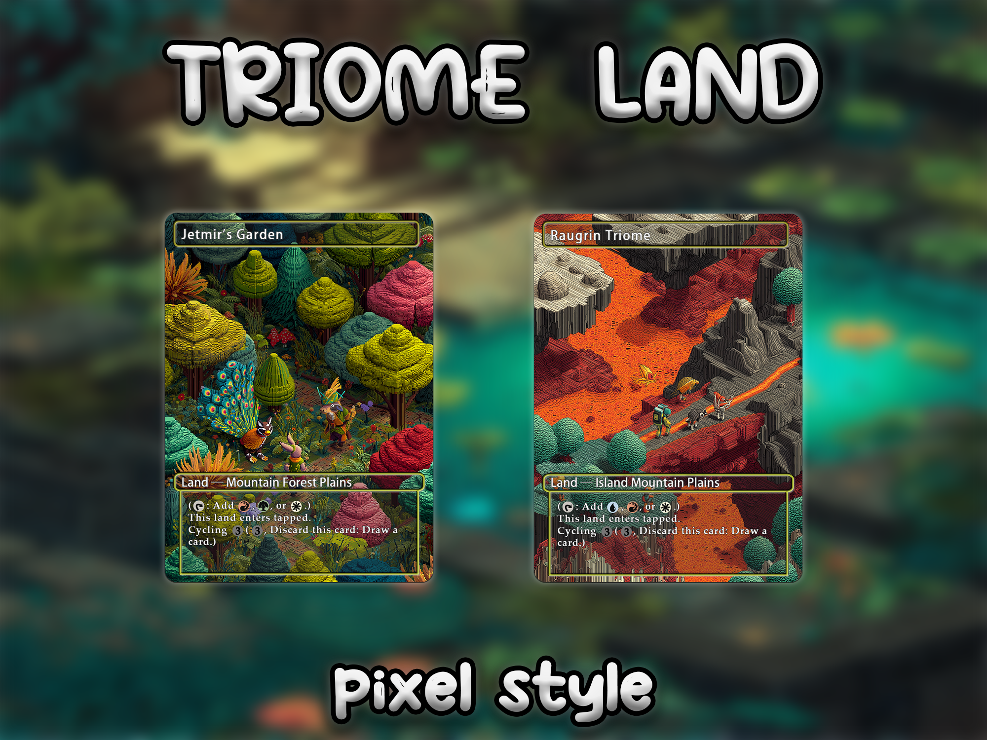 Triome land pack pixel style lands set of 10 unique borderless custom proxy lands High quality lands for EDH or cEDH