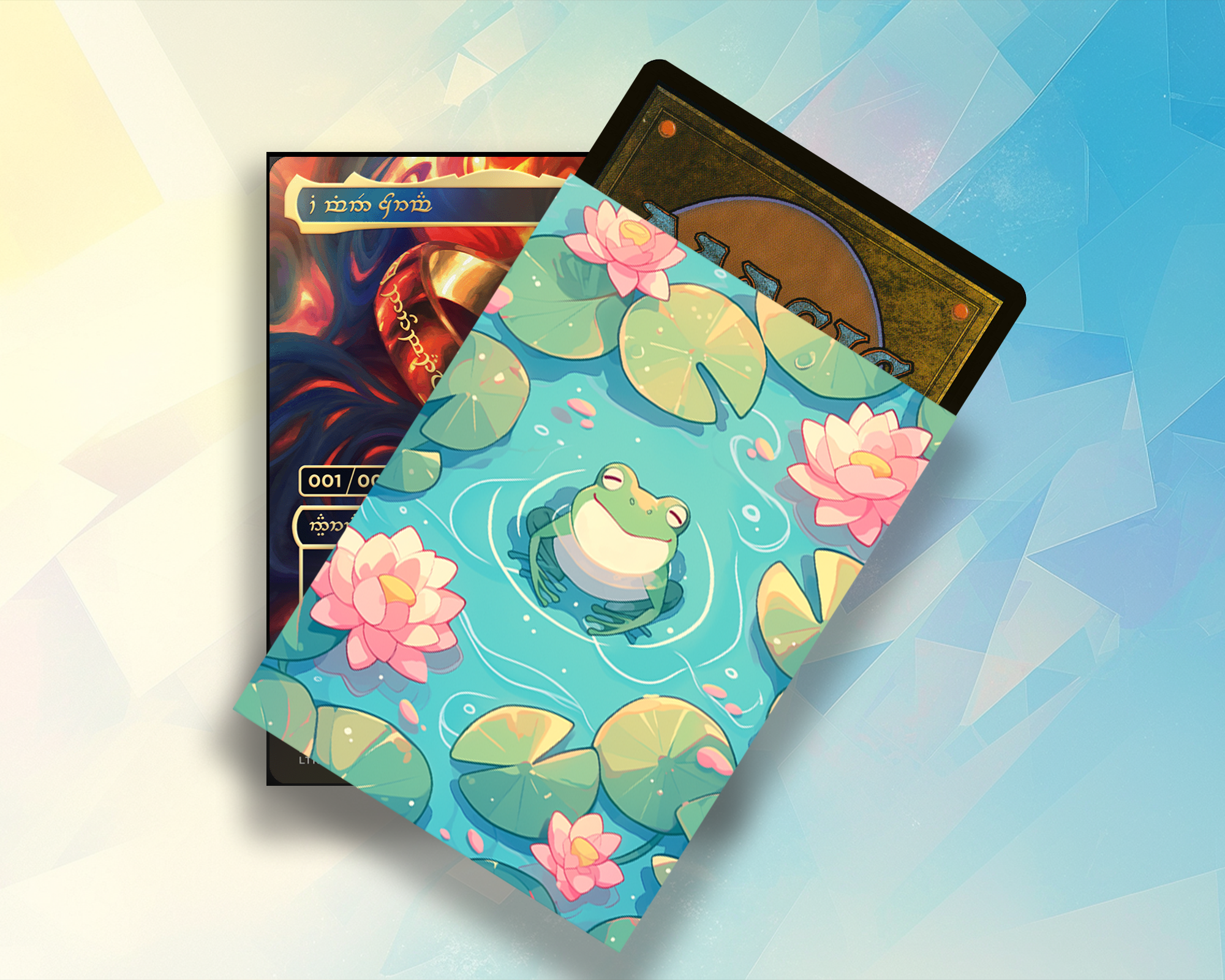 Kawaii Frog in lotus pool Card Sleeves Kawaii Frog in lotus pool Card Sleeves