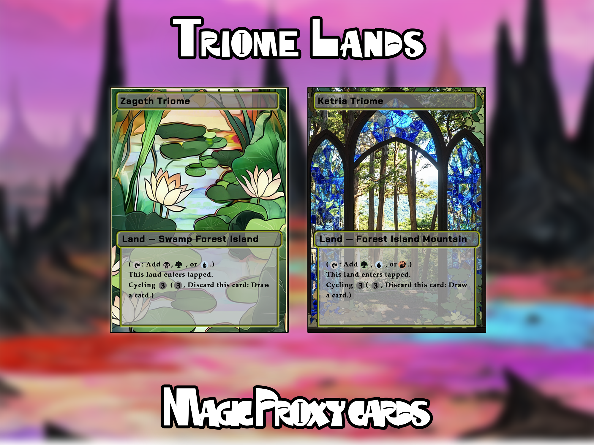 Triome Lands Bundle (10 cards), Proxy Triome Land Set, Stained Glass Style Custom Proxy Lands for EDH or cEDH