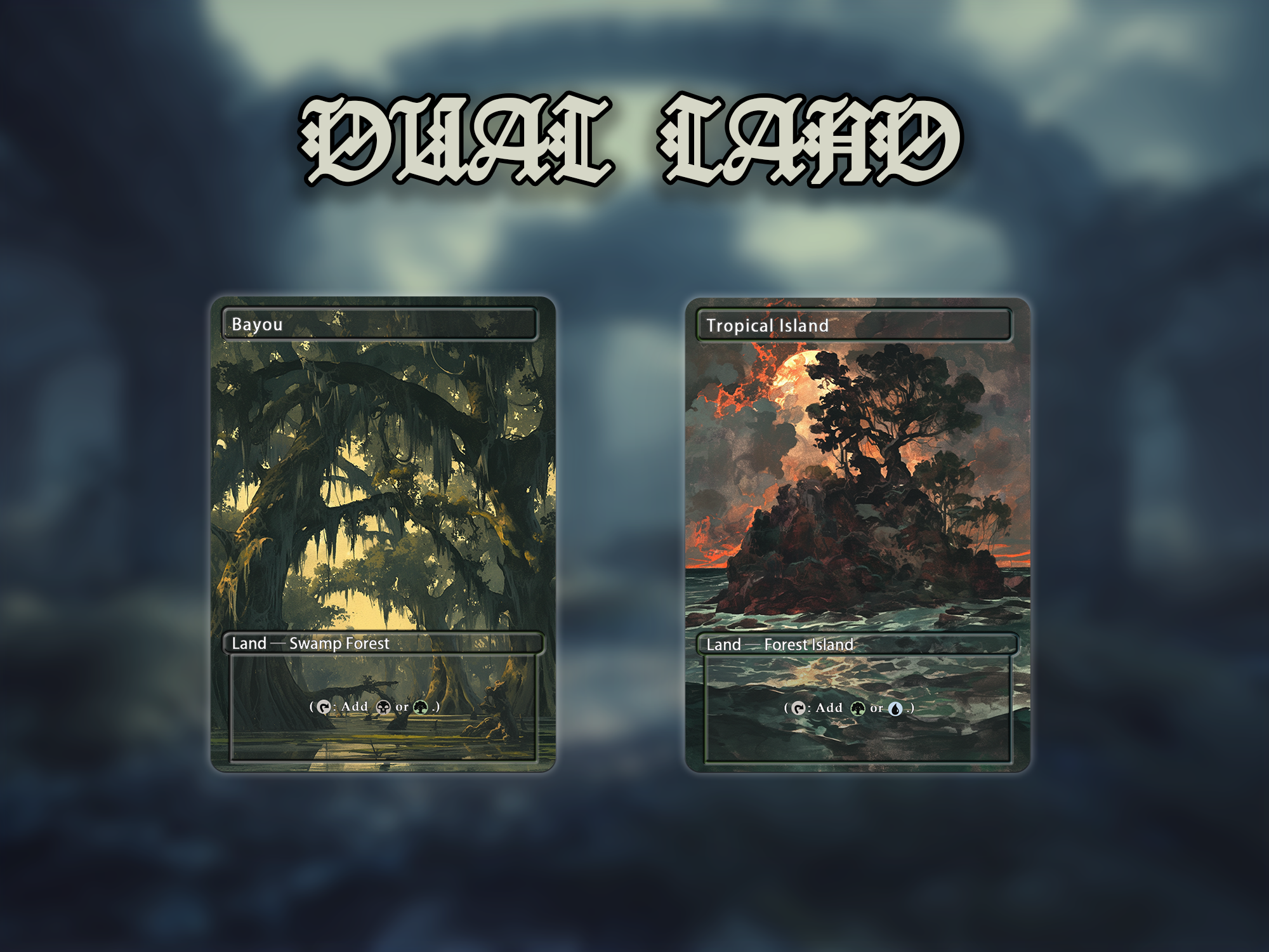 Dual land pack (10+ cards) Anime watercolour lands set of 10+ unique borderless custom proxy lands High quality lands for EDH or cEDH