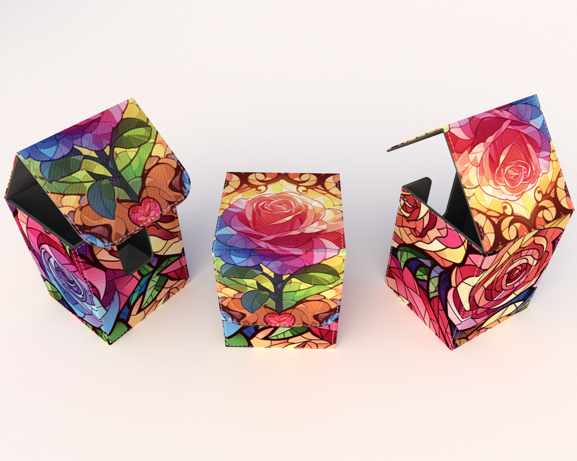 Lorcana Deck Box: Glass Rose Hold Up to 200 Cards Top Quality Card Deck Box! No Logos - RerollBase