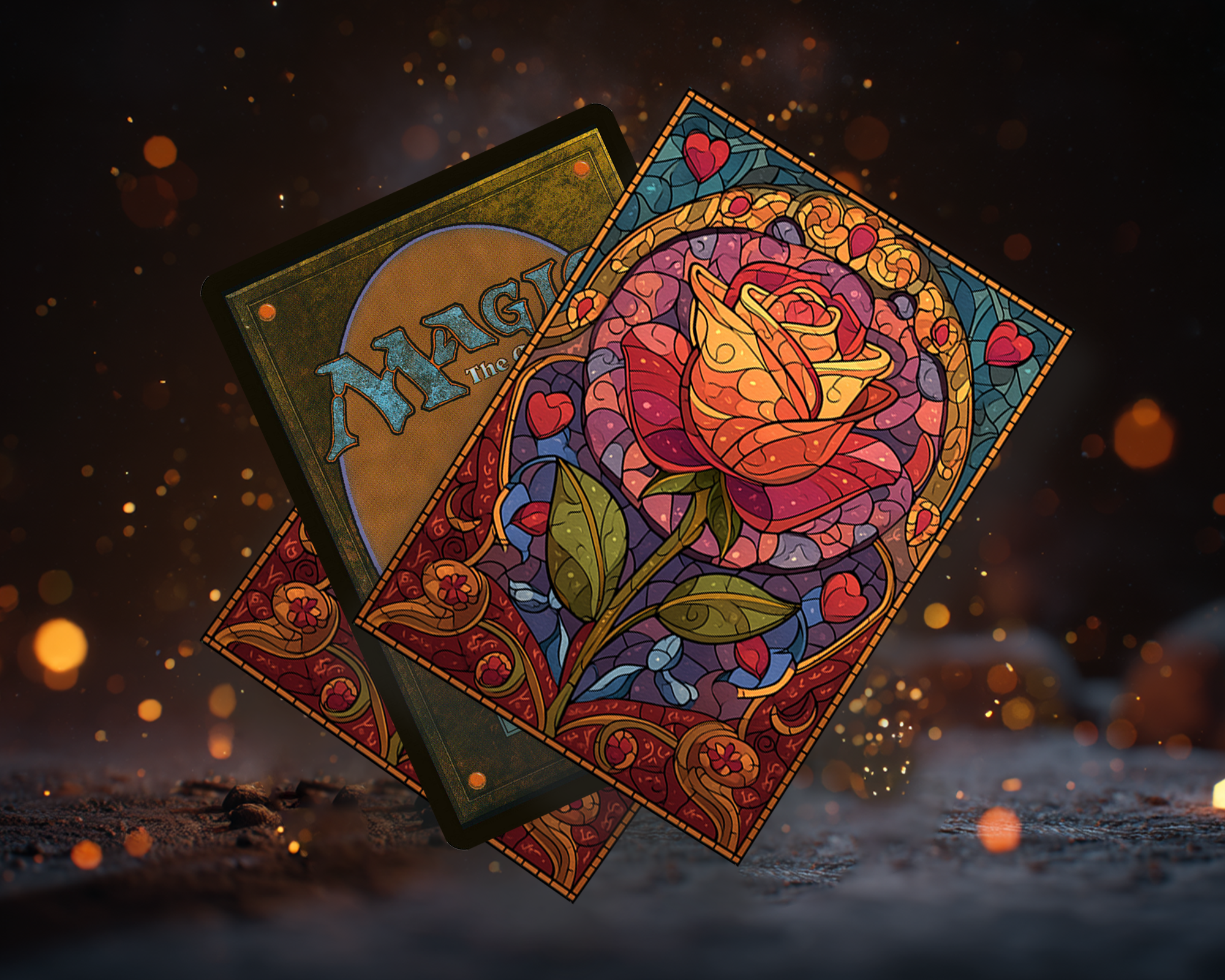 Stained Glass Rose Card Sleeves