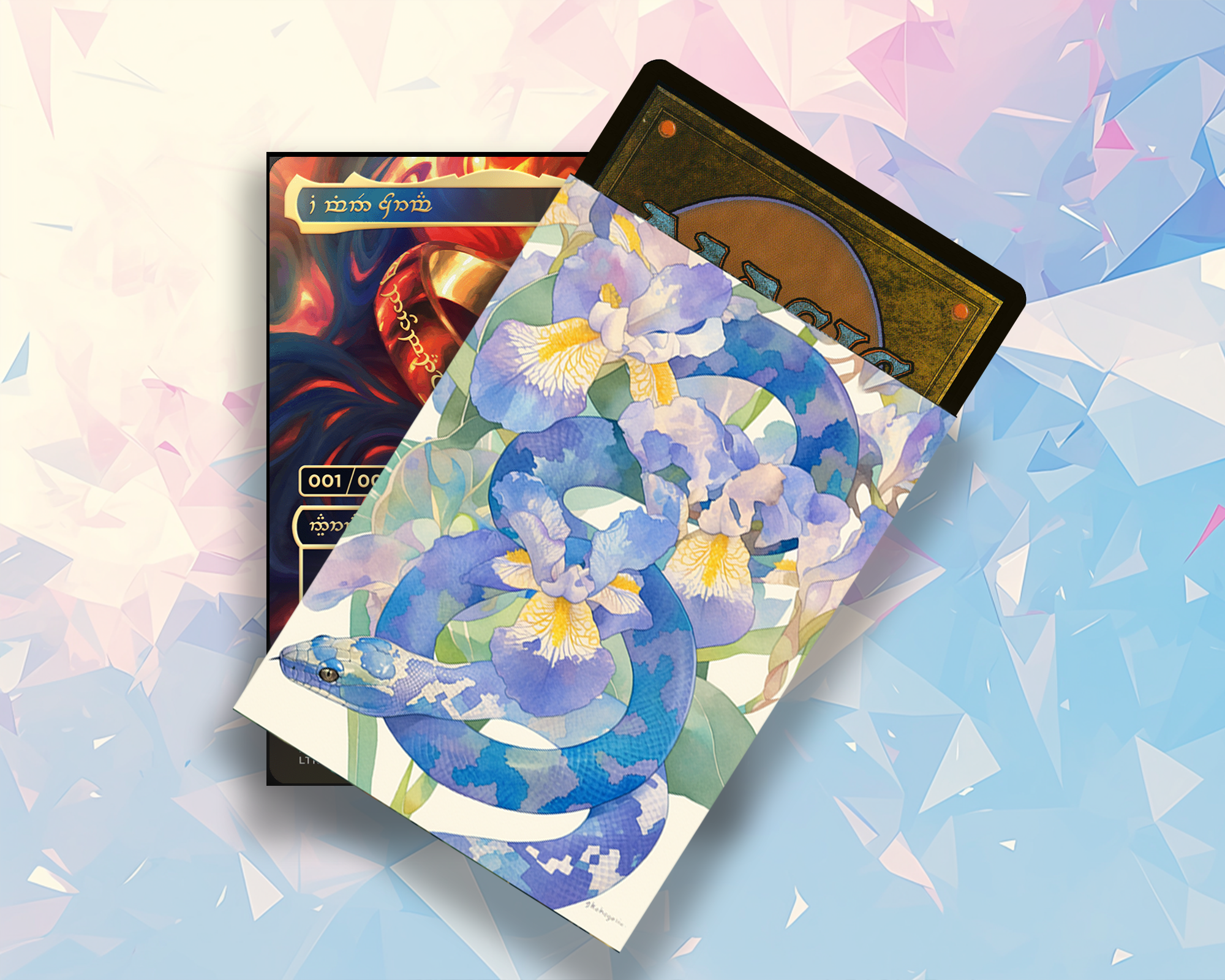 Snake in the flower Top Quality Card Sleeves