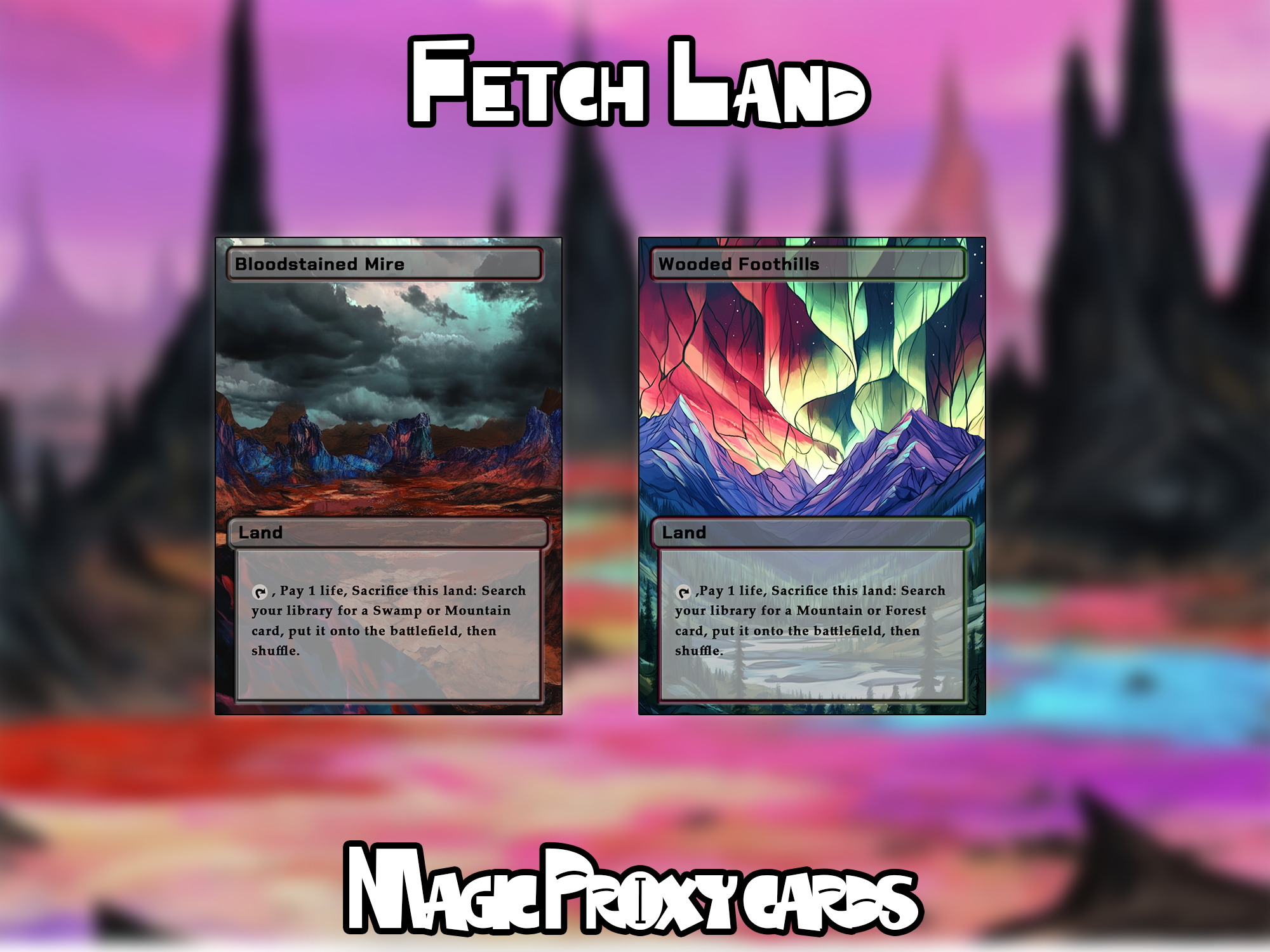 Fetch Land Bundle (10 cards), Fetch Land Proxy Set, Stained Glass Style Custom Proxy Lands for EDH or cEDH