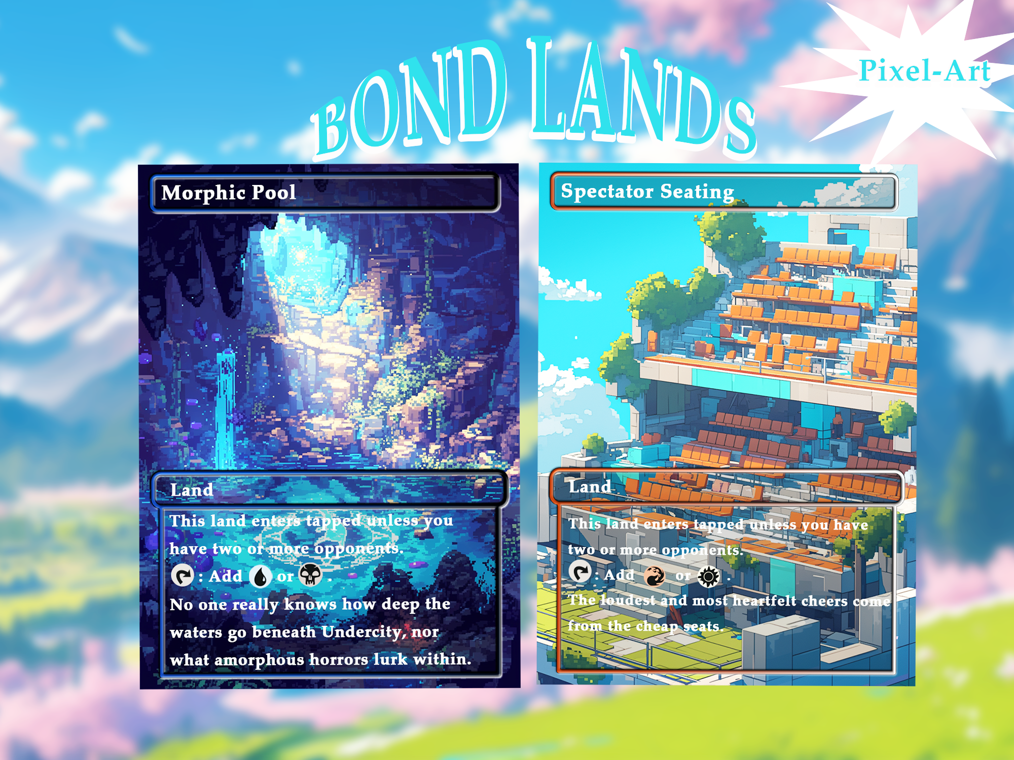 Bond land pack (10+ cards) Pixel-Art lands set of 10+ unique borderless custom proxy lands High quality lands for EDH or cEDH