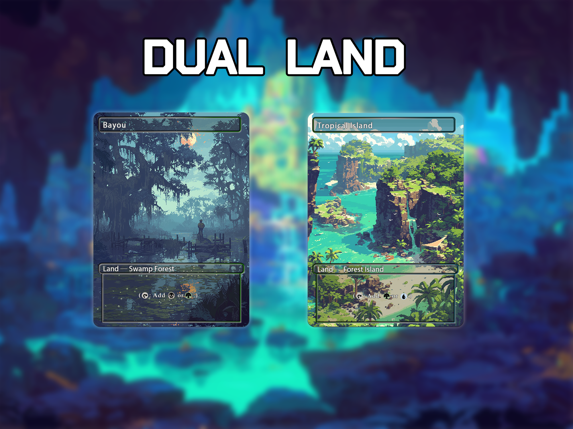 Dual land pack pixel style lands set of 10 unique borderless custom proxy lands High quality lands for EDH or cEDH